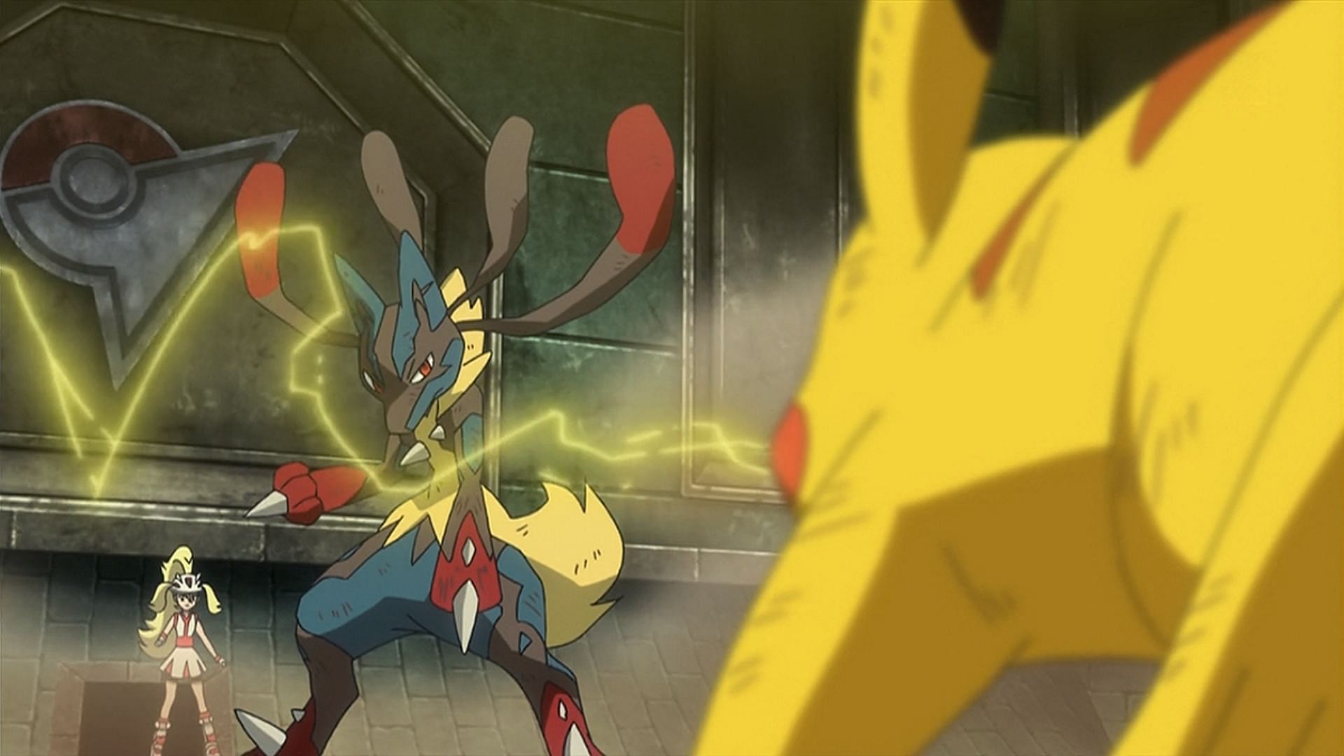 Mega Lucario vs Pikachu (Image via TPC)