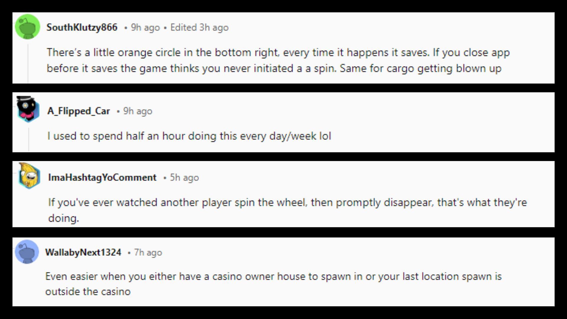 Some notable reactions to The Lucky Wheel trick (Images via Reddit)