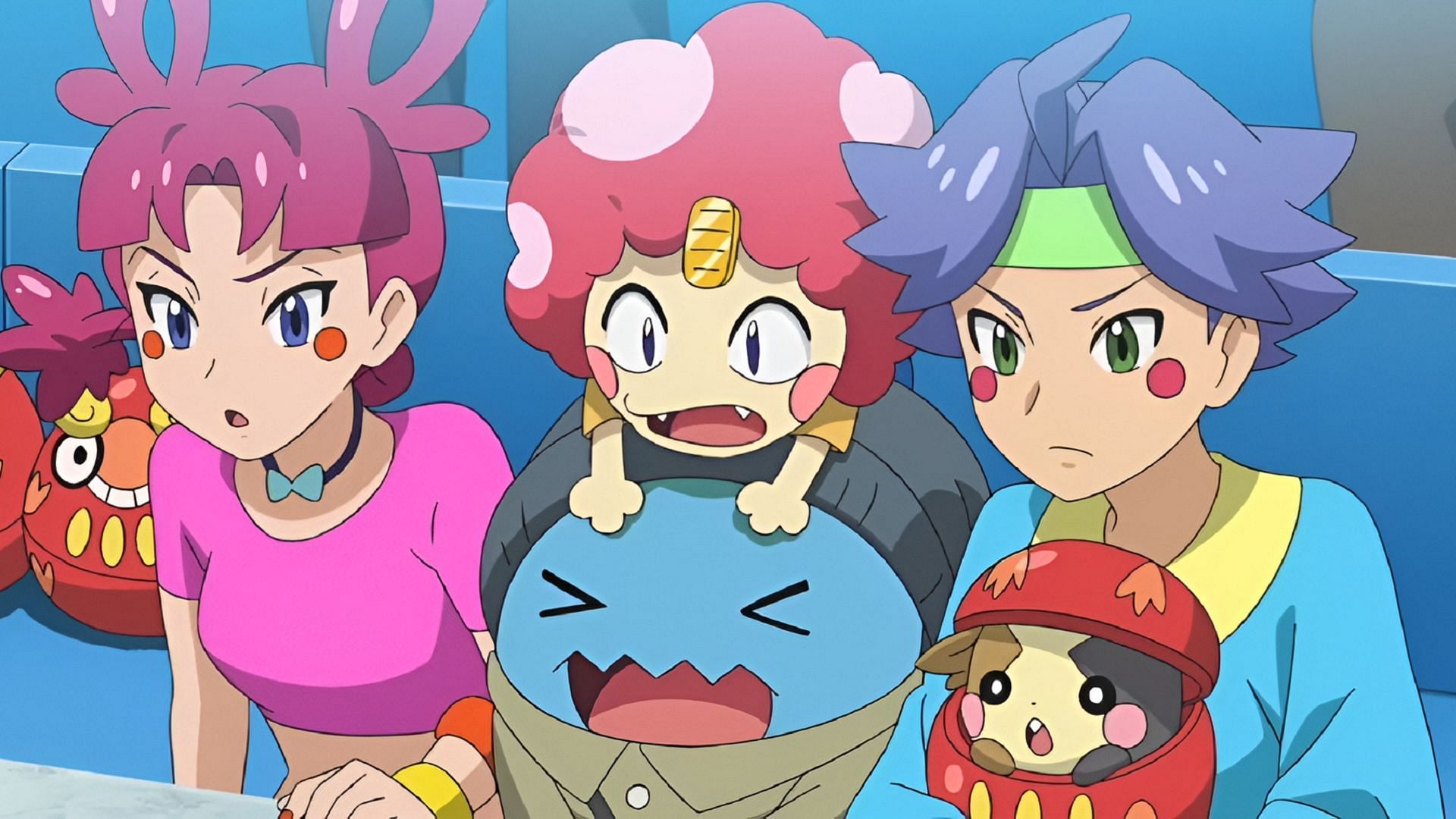 Even the Team Rocket trio pulled for Ash as he ascended to the title of Monarch (Image via The Pokemon Company)