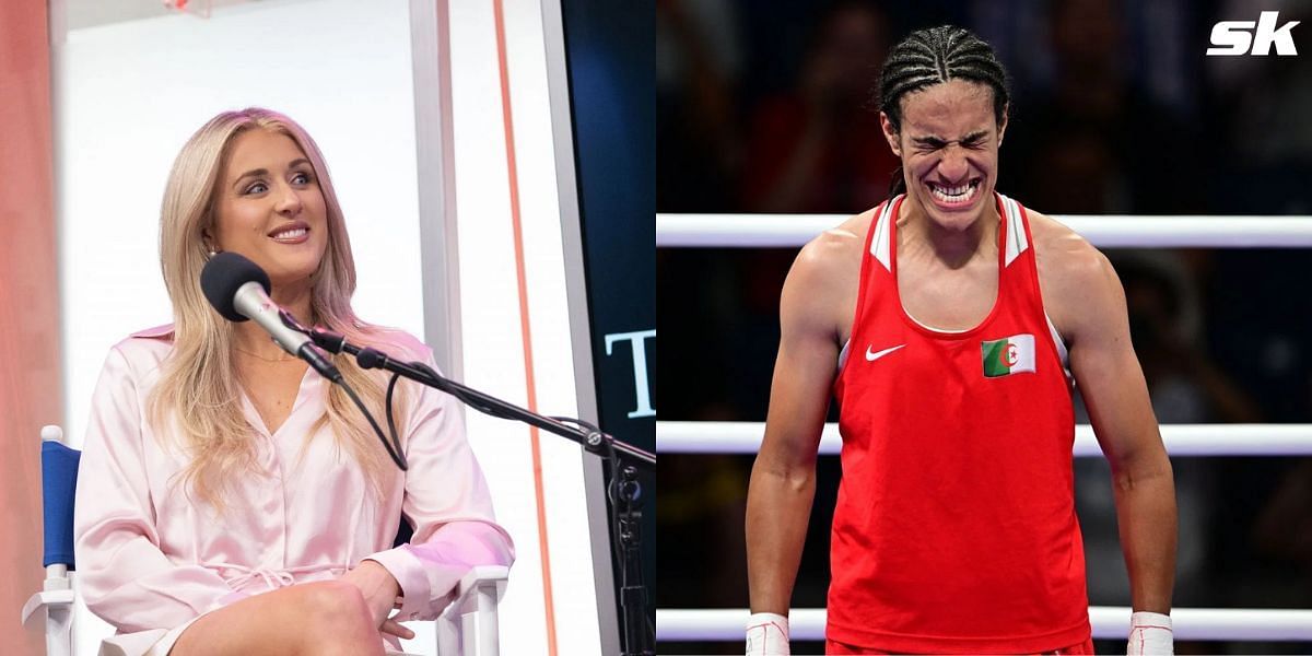 Riley Gaines criticizes Imane Khelif after reaching the final at Paris Olympics. (Images by Getty)