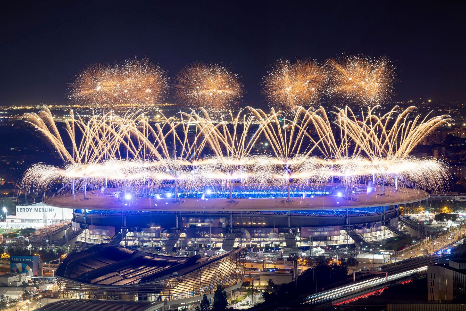 Fireworks on display during the closing ceremony of the Paris Olympics - Getty Images