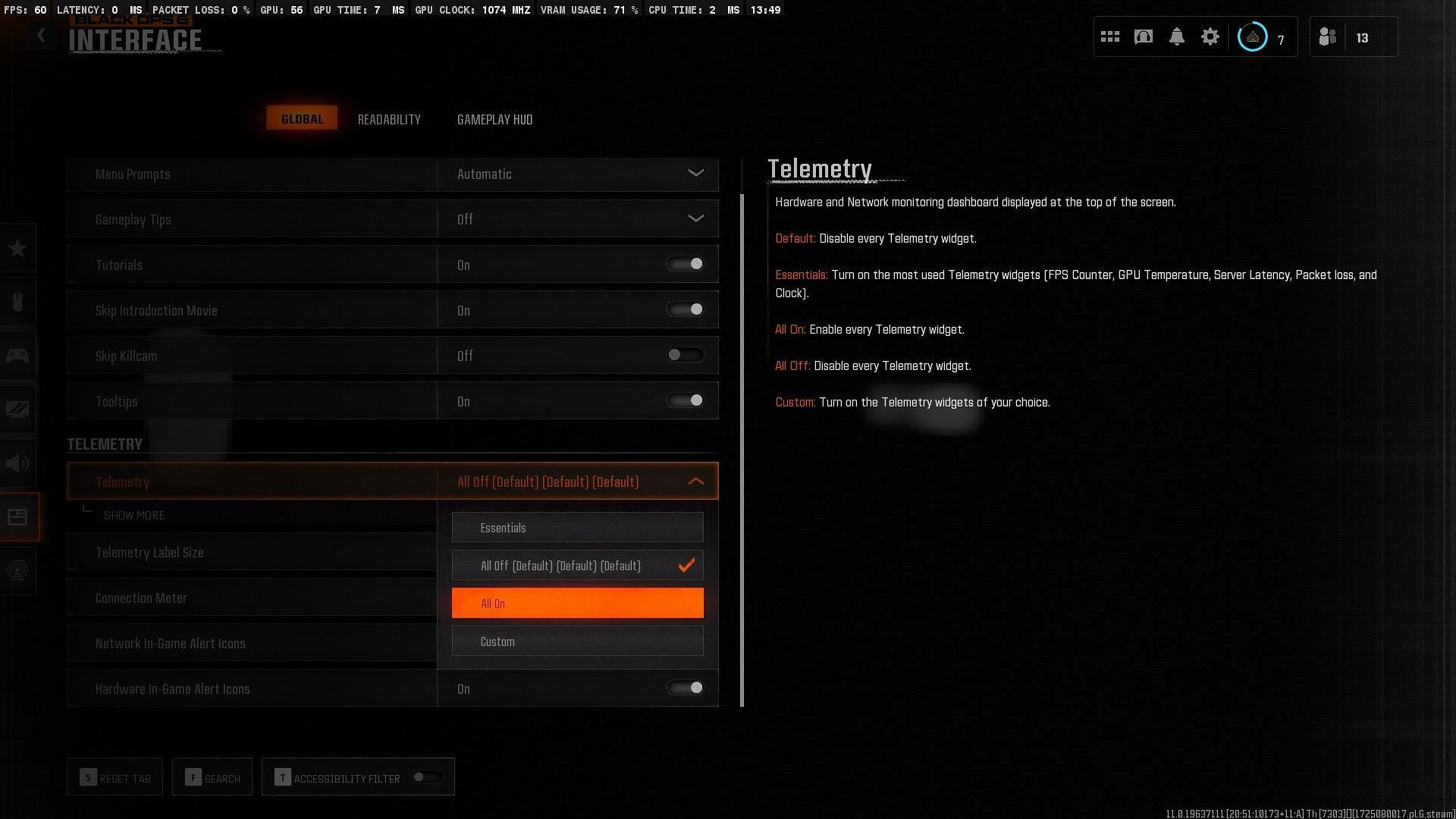 Telemetry settings in Black Ops 6 (Image via Activision)