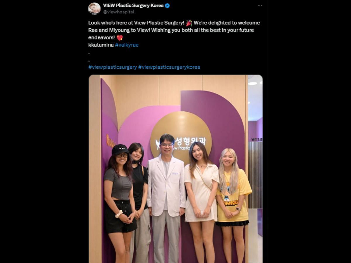 Valkyrae pictured visiting a beauty clinic in South Korea (Image via X/@Viewhospital)