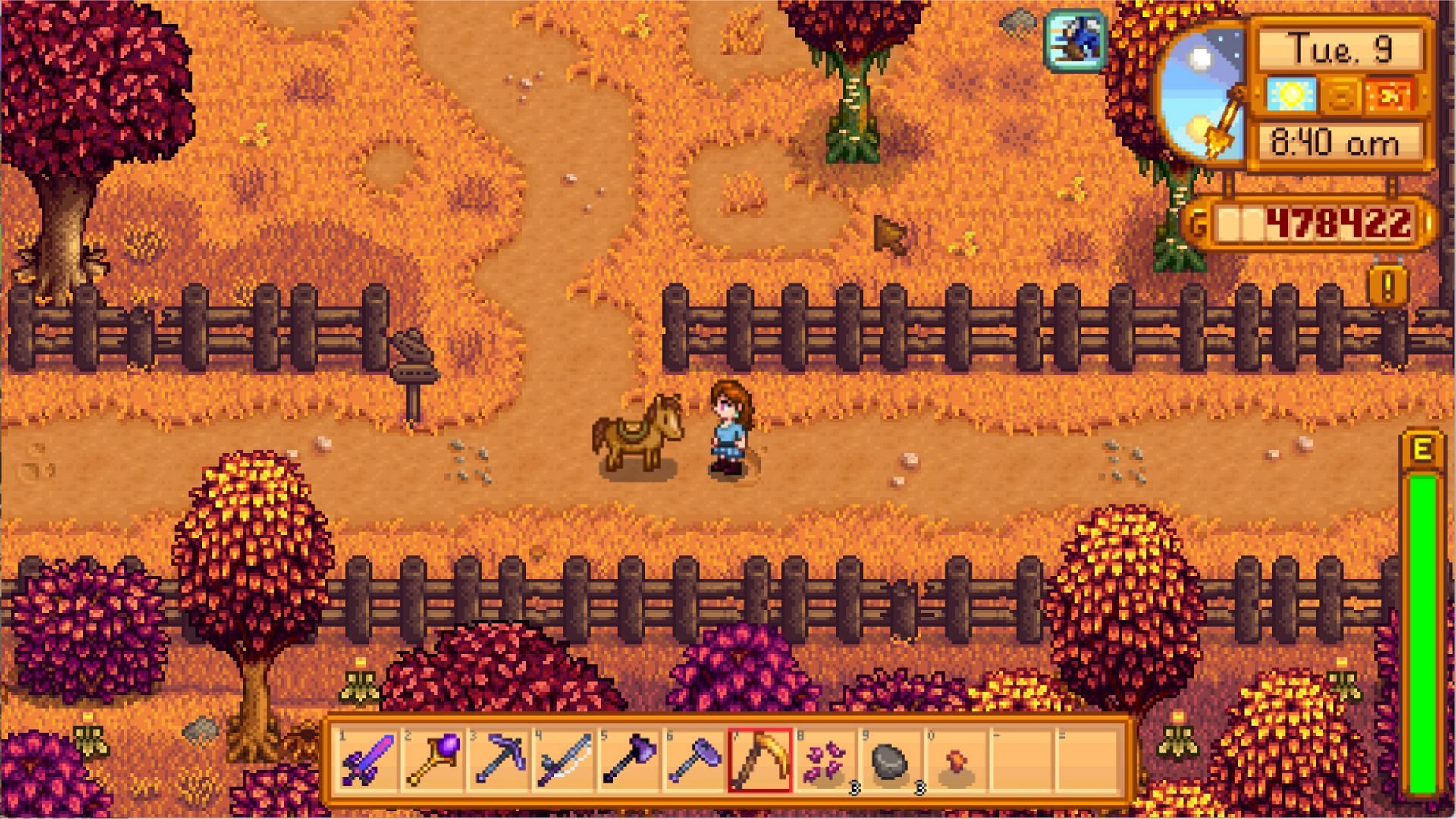 Feed carrots to your horse to boost its speed (Image via ConcernedApe)