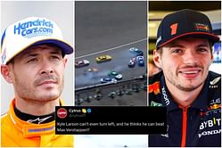 "Kyle Larson can't even turn left, and he thinks he can beat Max Verstappen?" - F1 fans troll NASCAR driver after crash at Michigan