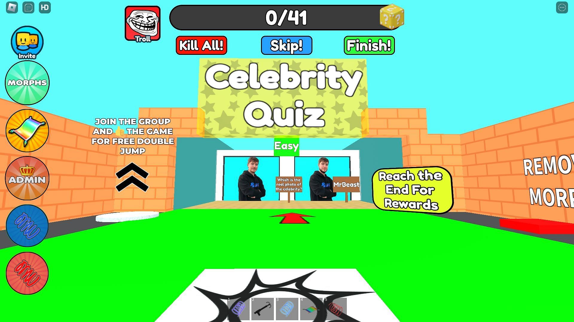 Starting a quiz (Image via Roblox)