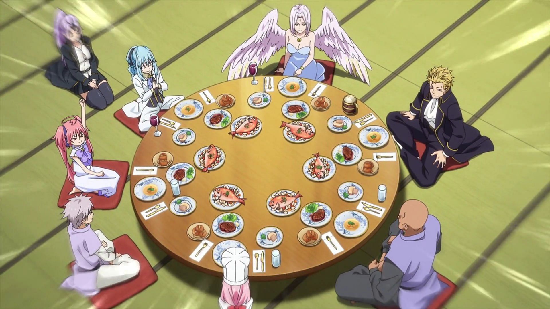 Milim, Middray, and others enjoy the feast (Image via 8Bit)