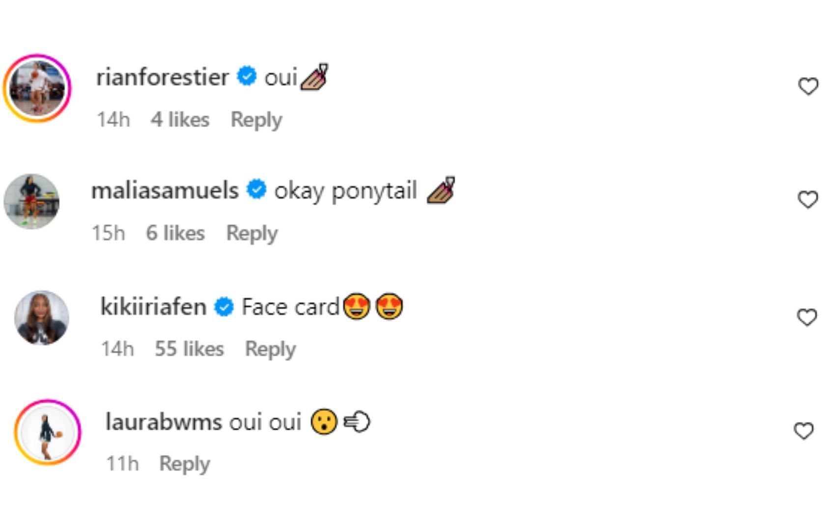 Kiki Iriafen, Malia Samuels, Rian Forestier and Laura Williams comment on Watkins&#039; post