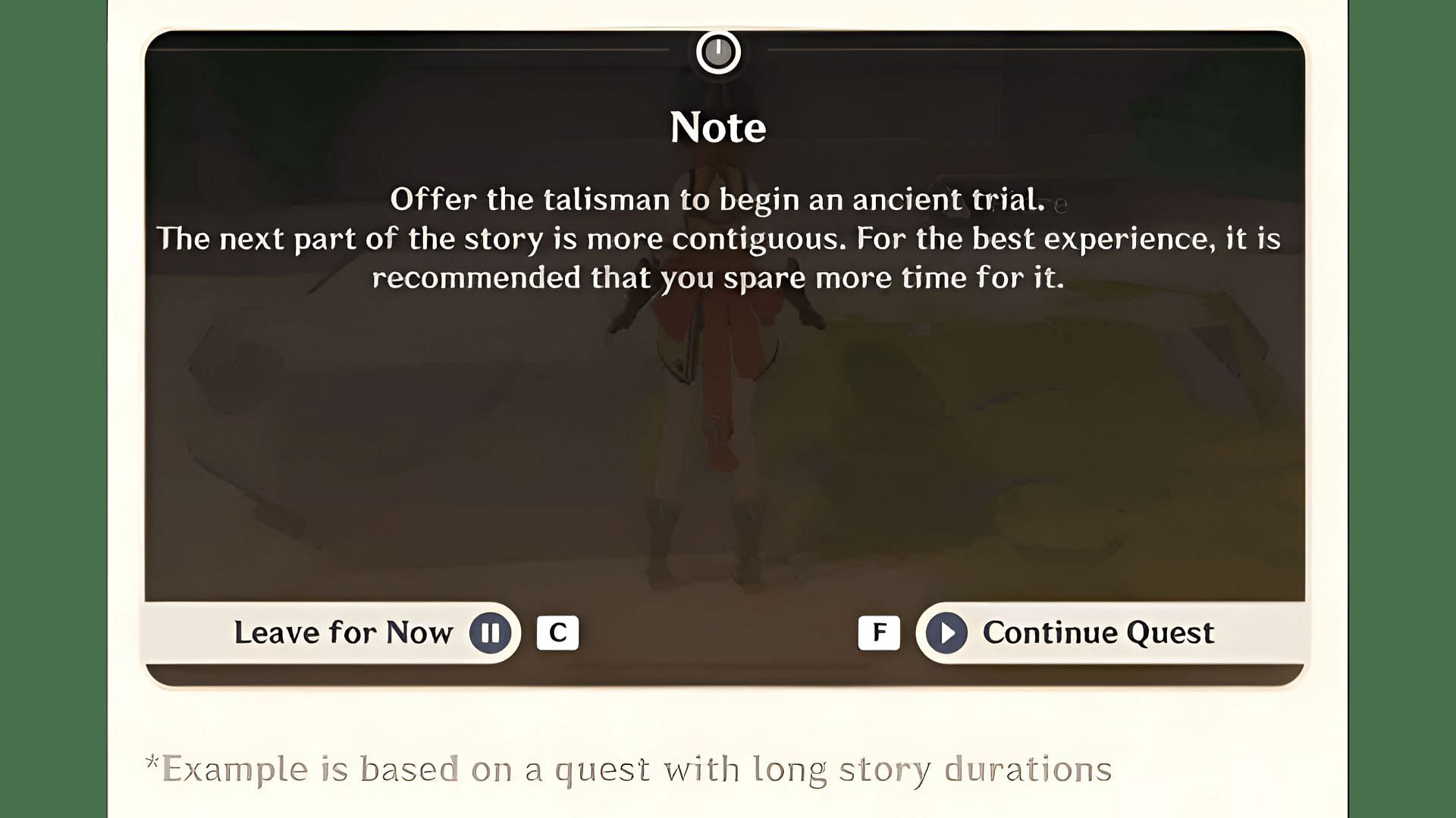 A long quest prompt will be added in version 5.0 (Image via HoYoverse)