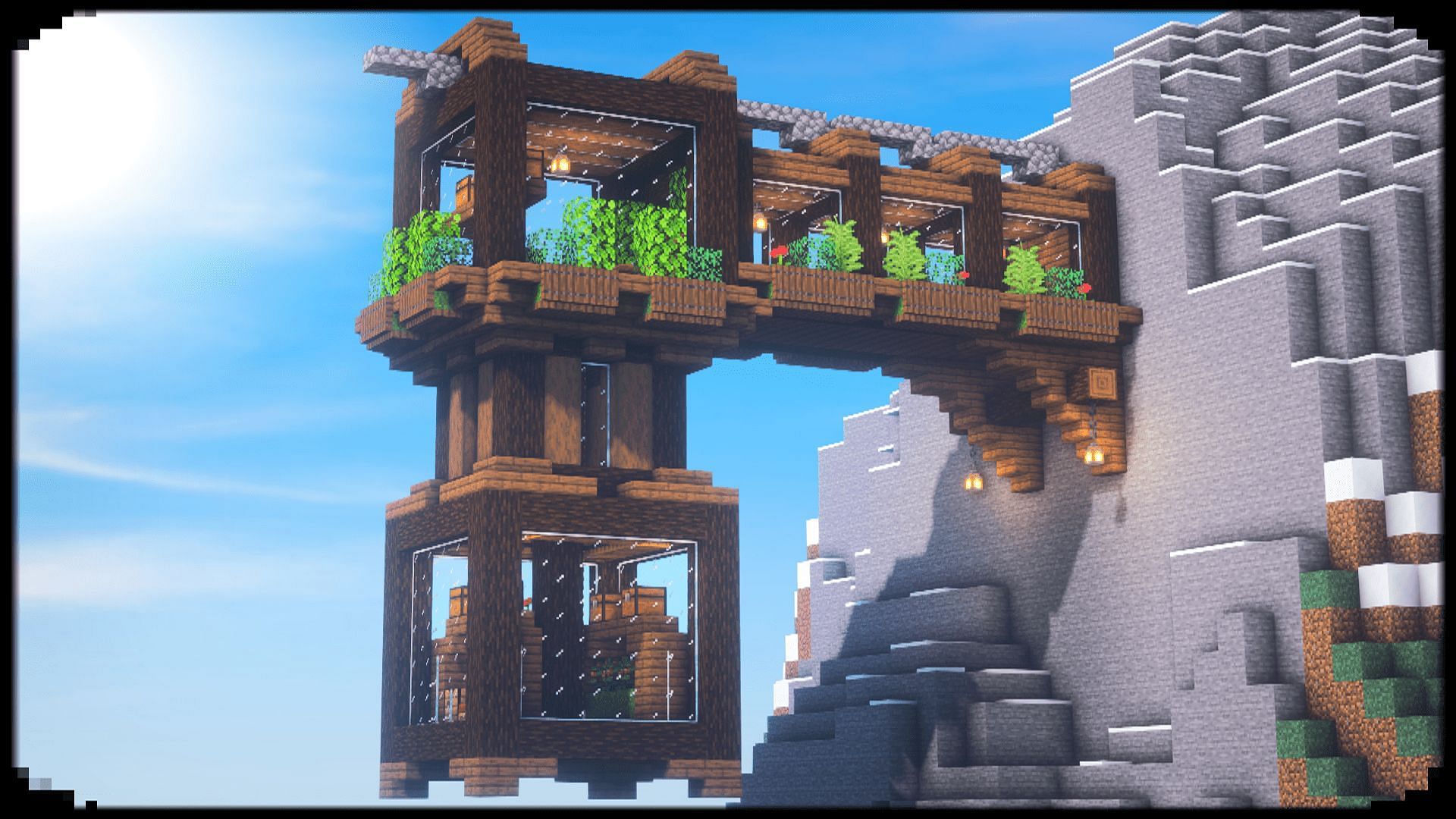 A suspended cliffside base (Image via OneTeamProduction1/Reddit)