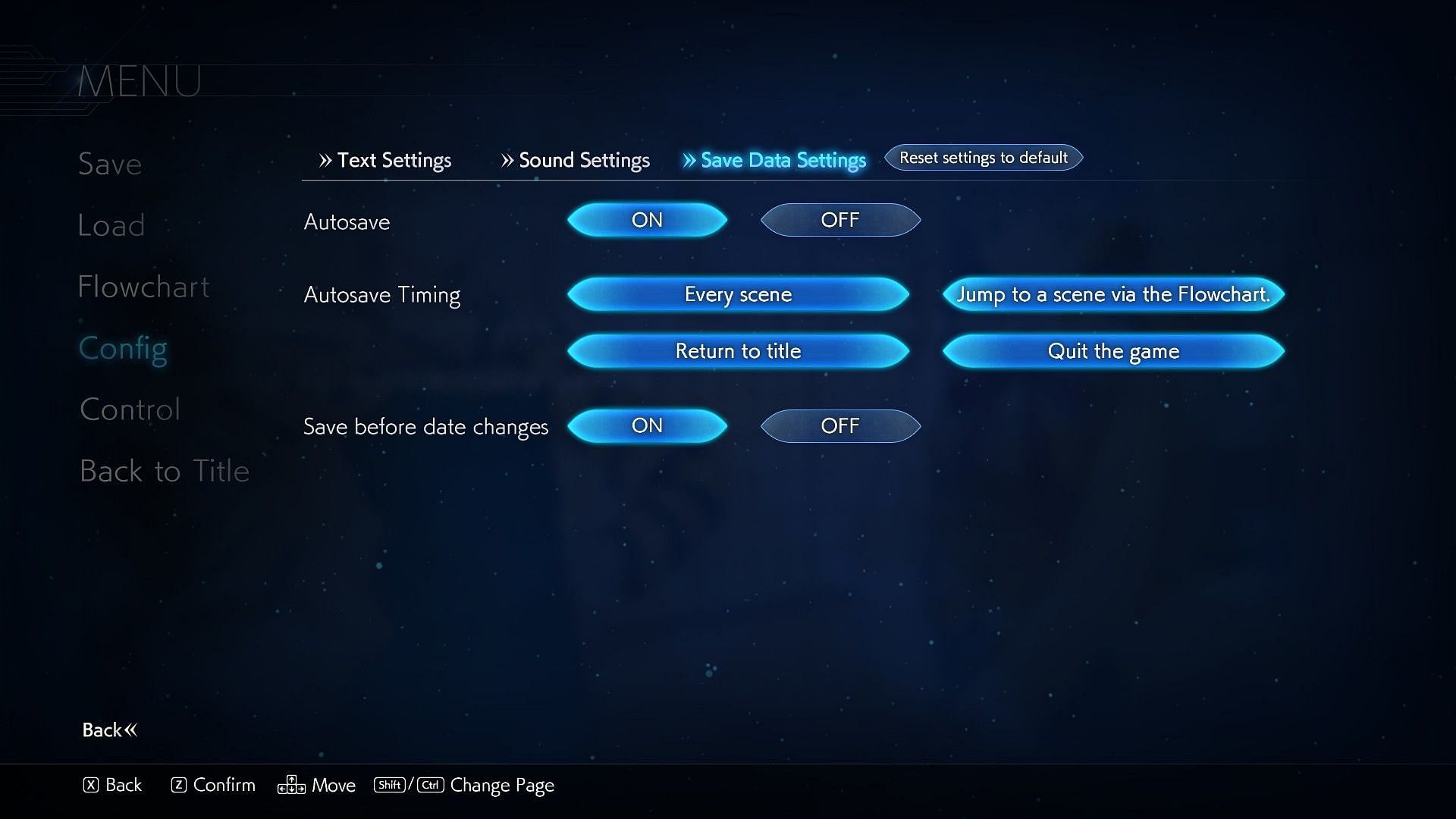 An extensive settings menu (Image via Aniplex)