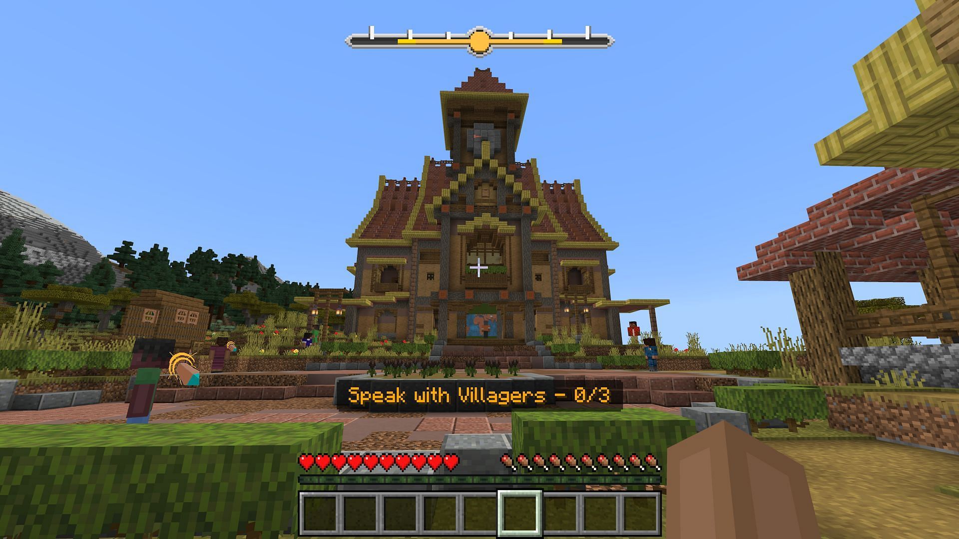 The heat meter and village found in Heat Wave Survival (Image via Mojang)