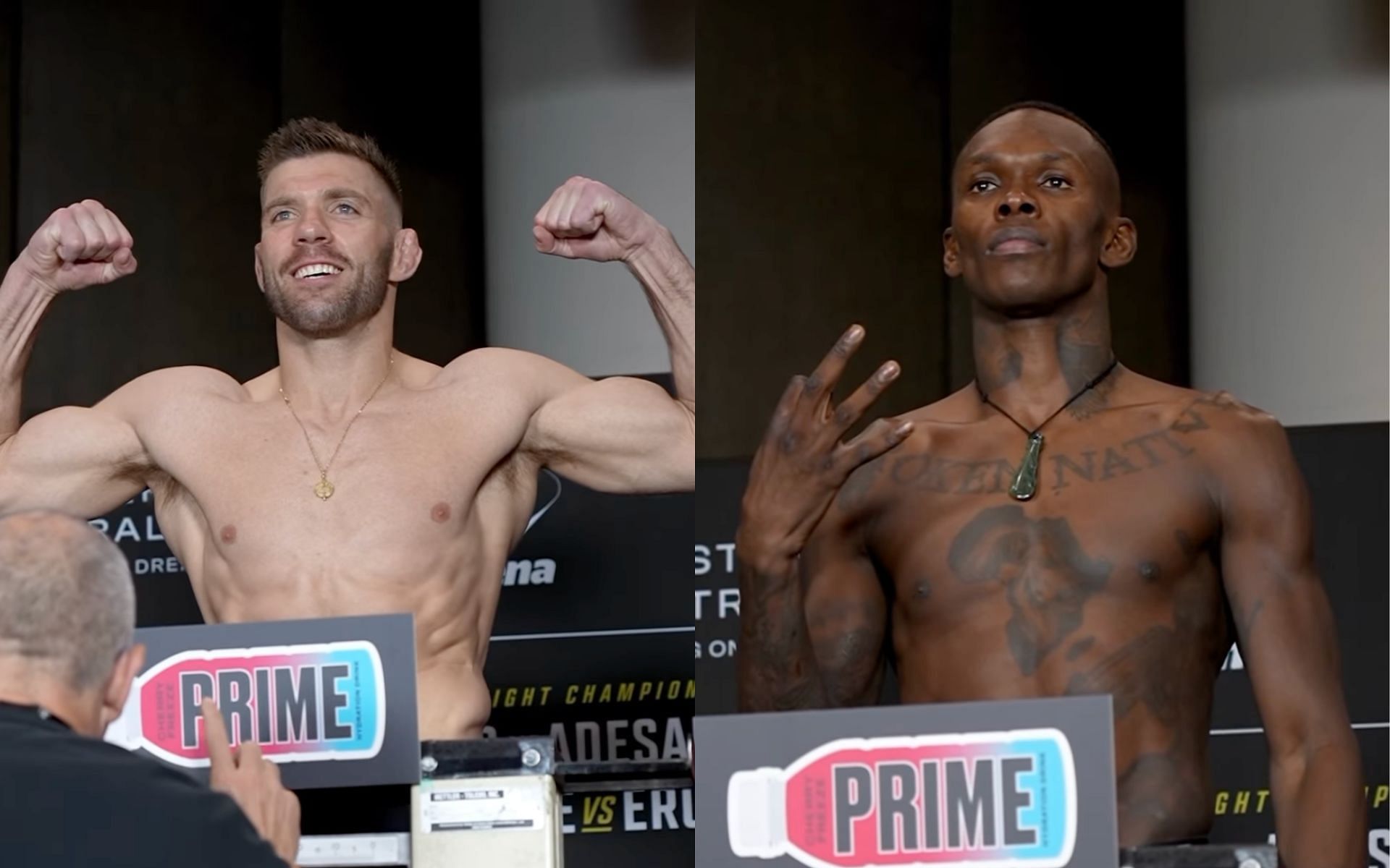 Dricus Du Plessis (left) and Israel Adesanya (right) made weight ahead of UFC 305. [Images courtesy: @ufc on Instagram]