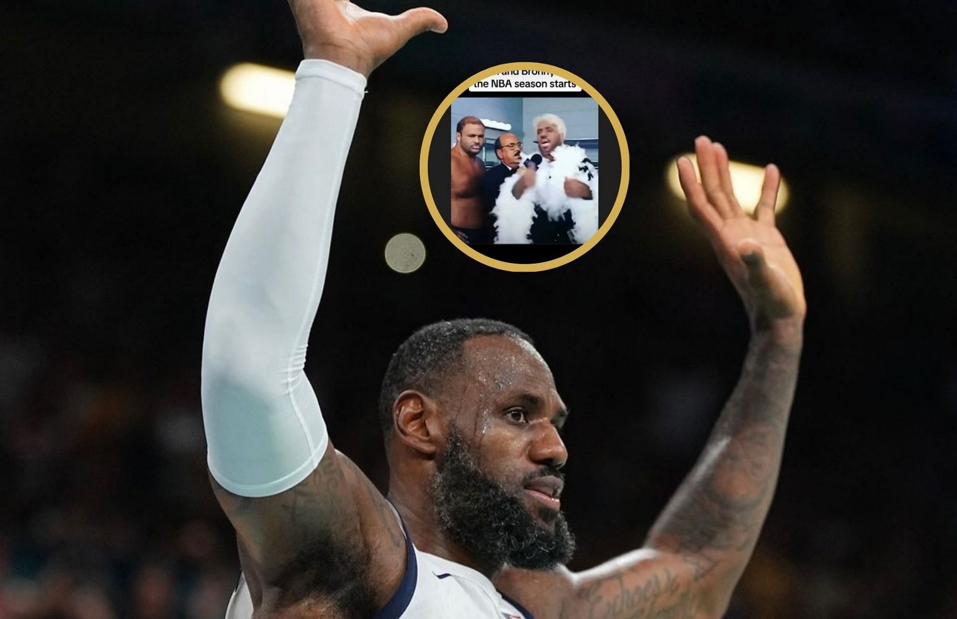 LeBron James shared hilarious Ric Flair meme video showcasing his excitement over playing with Bronny James on the Lakers (Image Credit: LeBron James from USA Basketball