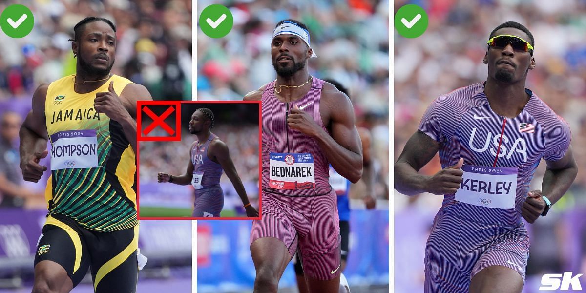 Kishae Thompson, Kenny Bednarek, Fred Kerley, Noah Lyles 