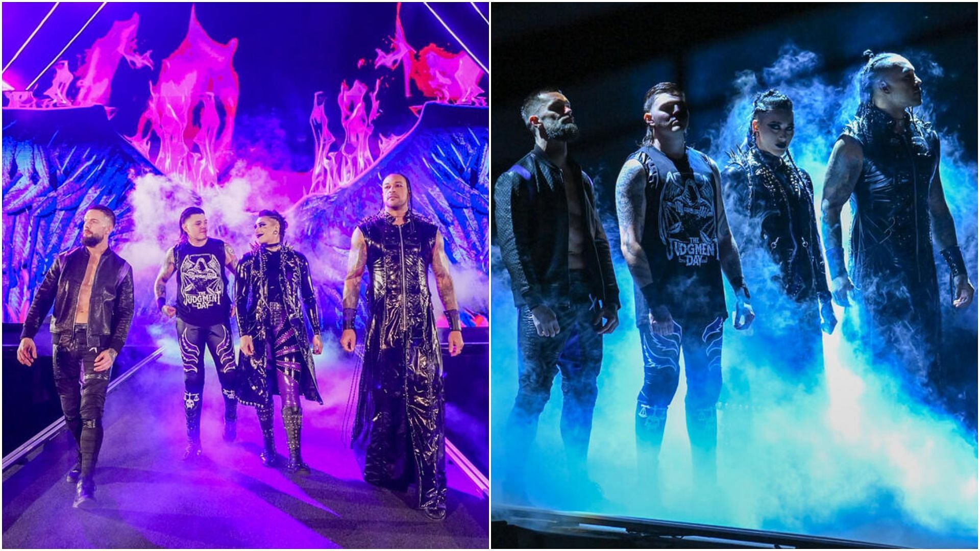 Finn Balor, Dominik Mysterio, Rhea Ripley, and Damian Priest of The Judgment Day. [Photos via: WWE.com]