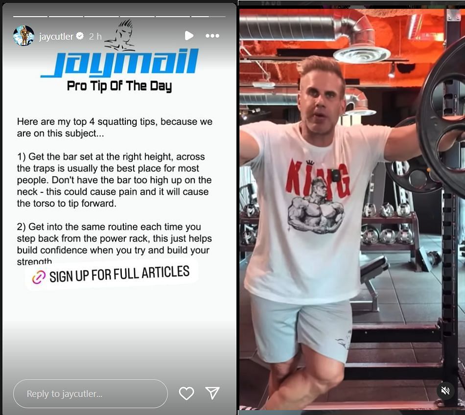 Jay Cutler's story (Image via @jaycutler on Instagram)