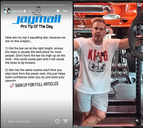 Jay Cutler's story (Image via @jaycutler on Instagram)