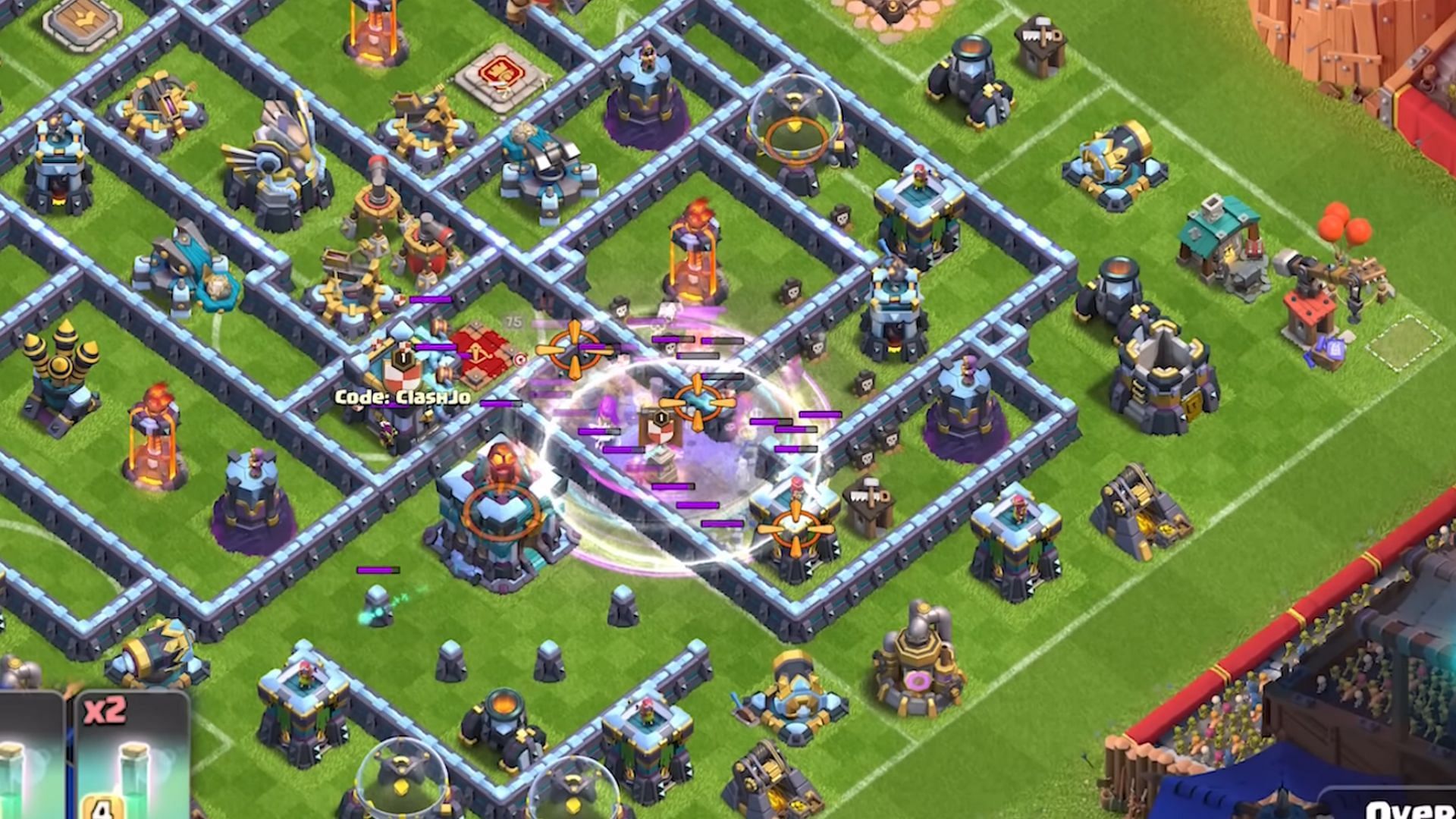 Use Rage, Clone and Invisible spells to help Super Archers clear the base core (Image via Supercell)