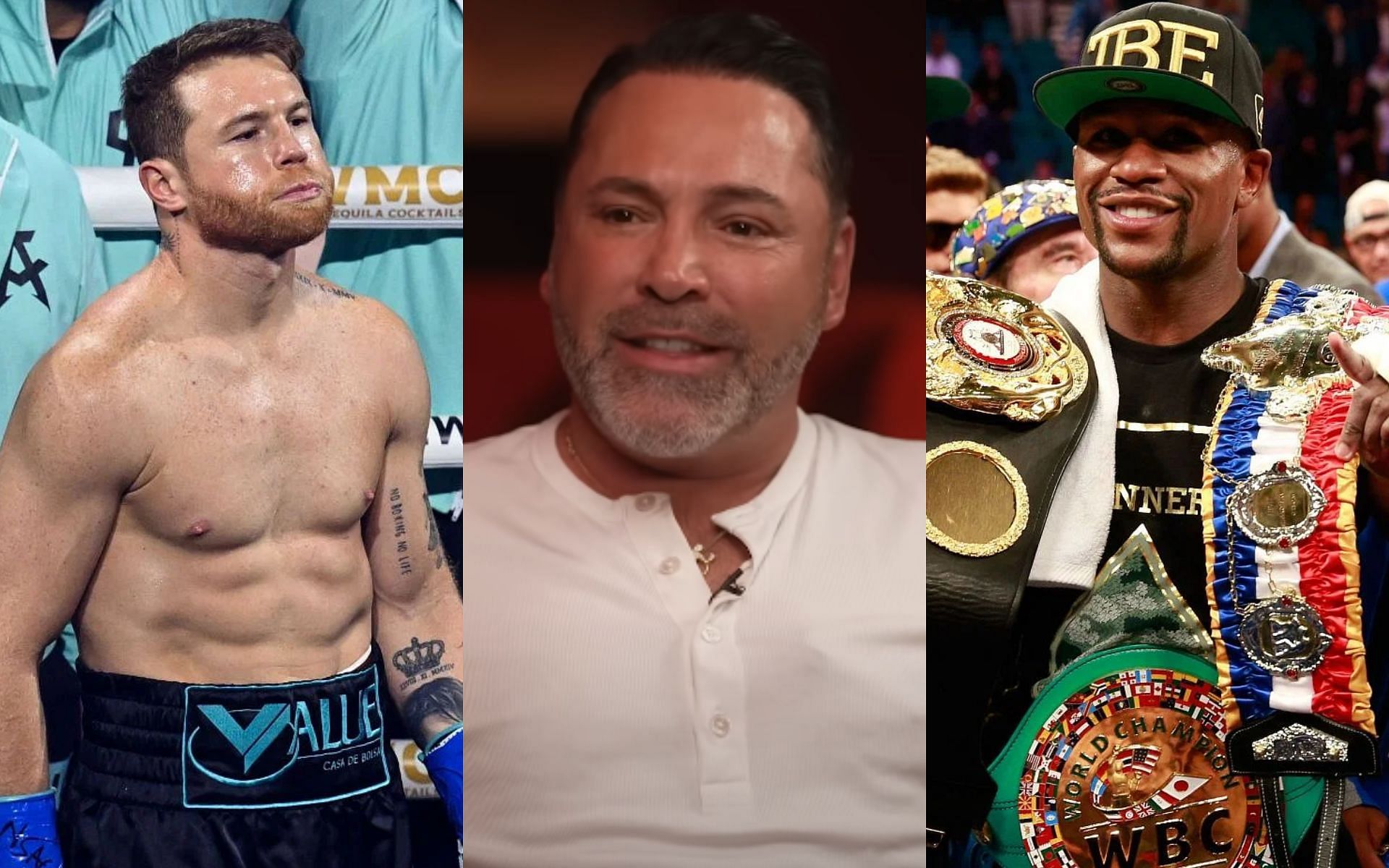 Oscar De La Hoya blasts Canelo Alvarez for fighting Floyd Mayweather before he was ready [Image courtesy: Getty Images, and Club Shay Shay - YouTube]