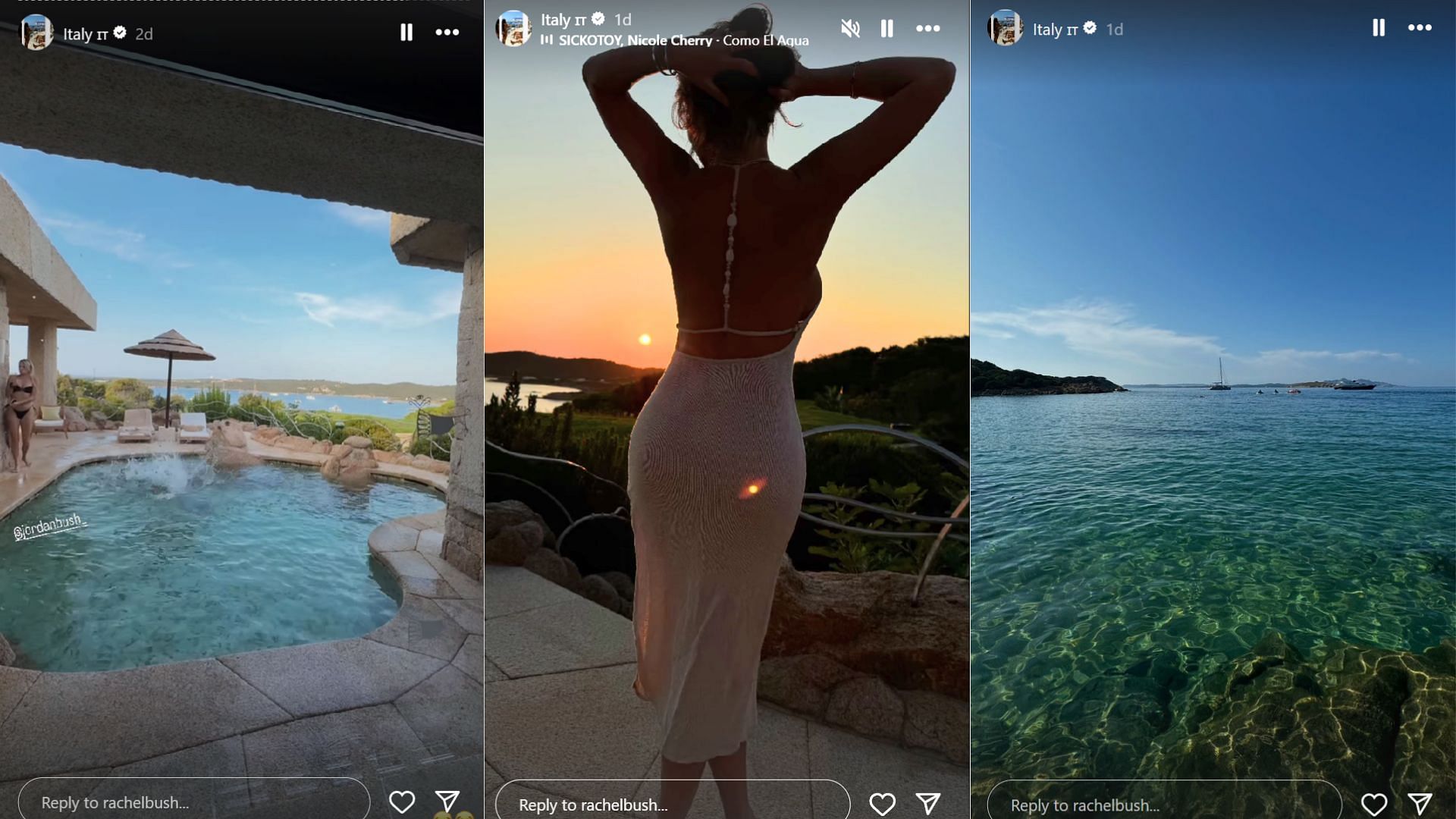 Rachel Buch, married to Dolphins' Jordan Poyer, shares photos from her Italy trip [Image credit: @rachelbush IG]