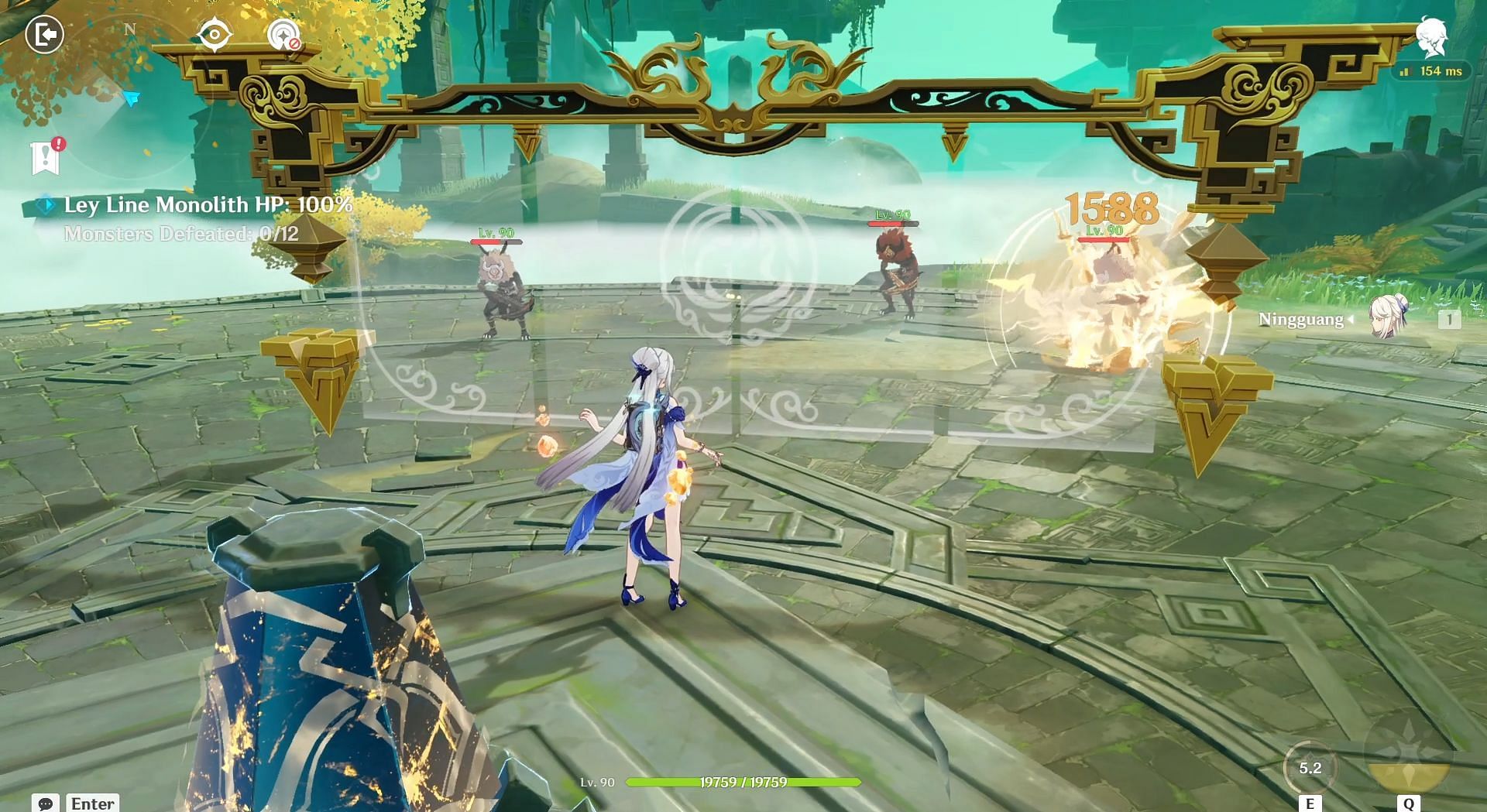 Use Ningguang&#039;s Jade Screen to block enemy attacks (Image via HoYoverse)