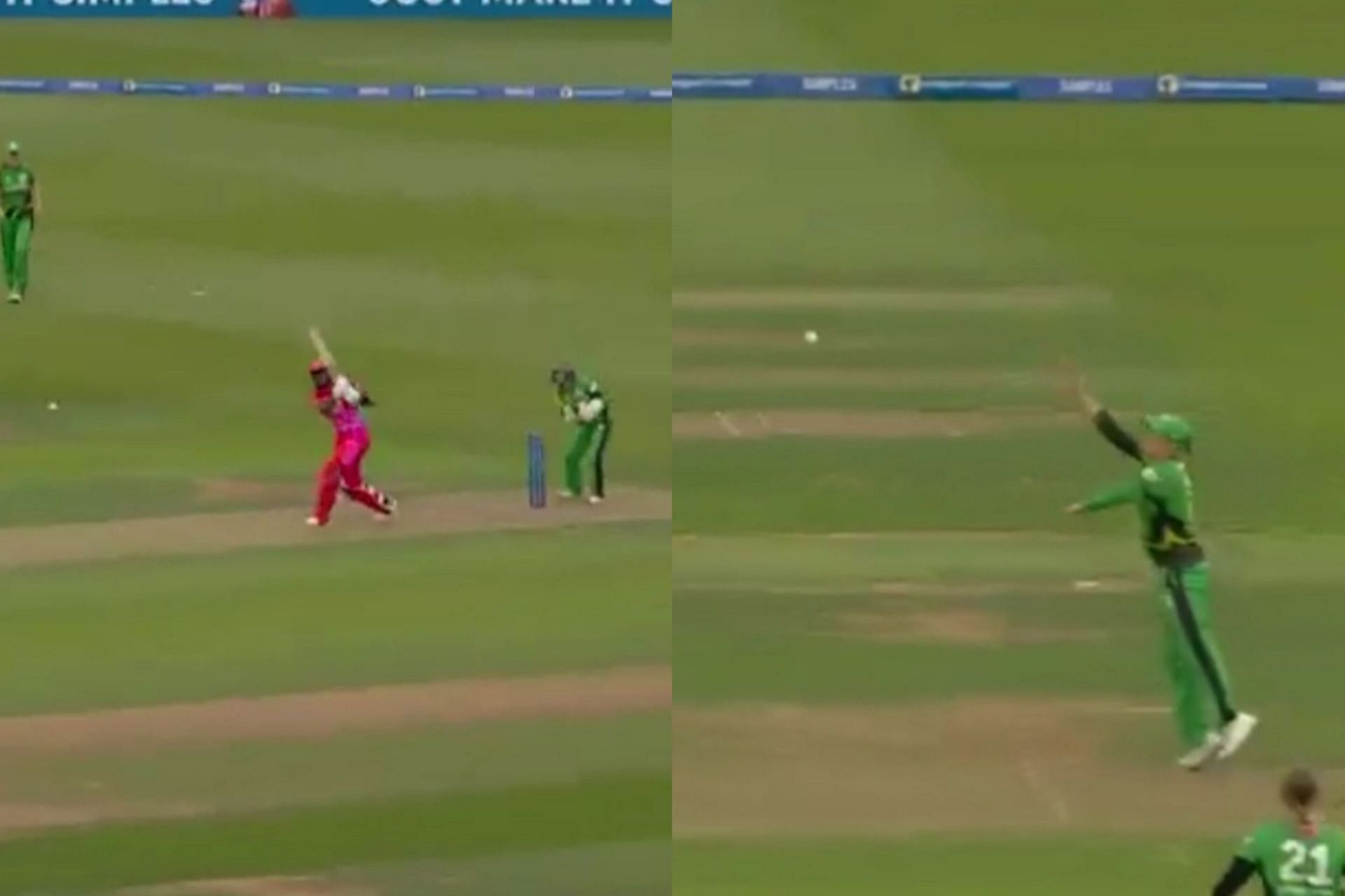 Georgia Adams pulls off a stunning one-handed catch to dismiss Hayley Matthews (Image via X/@thehundred)