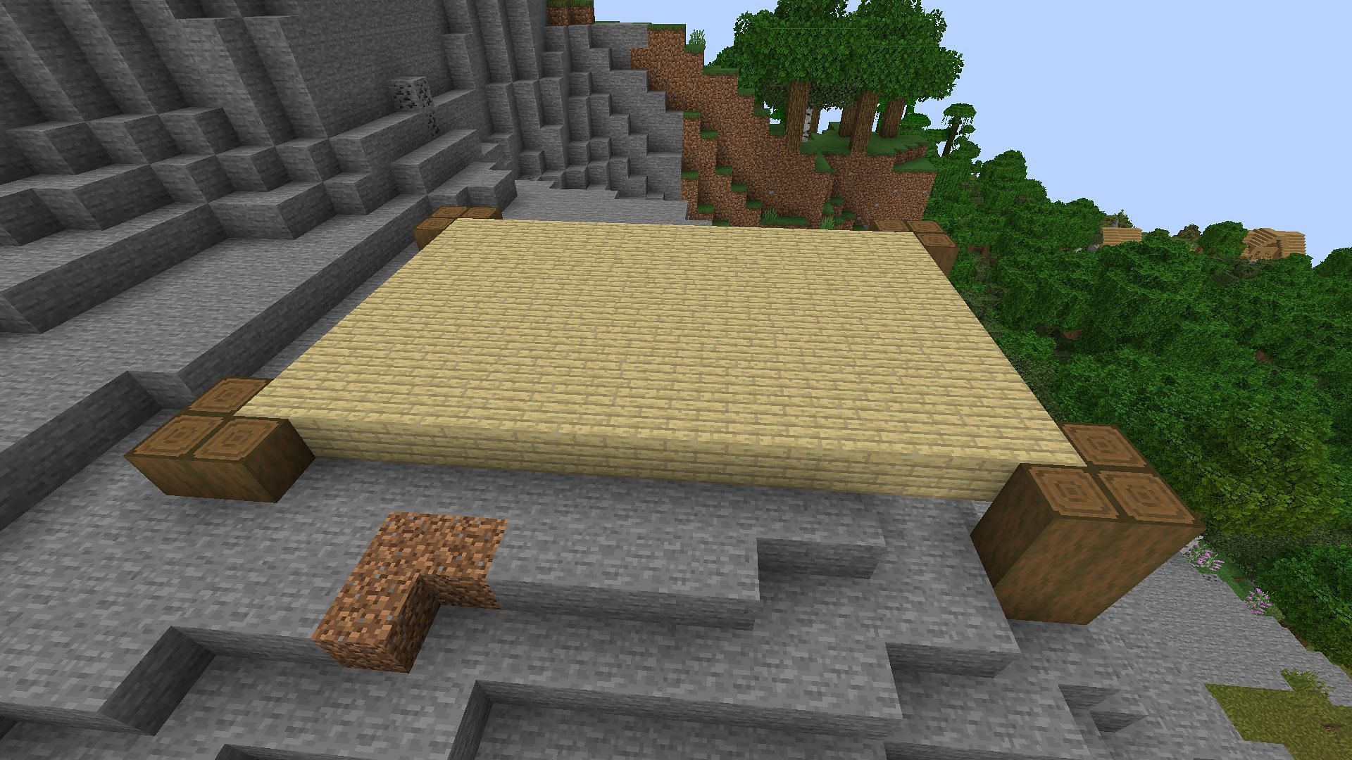 The mountain starter base&#039;s foundation (Image via Mojang)