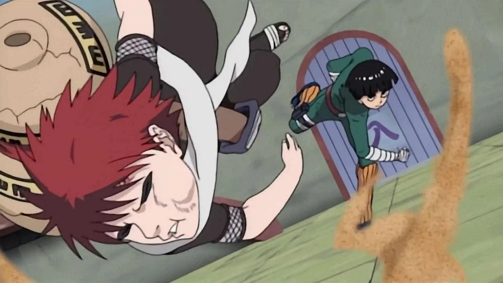 Rock Lee fights against Gaara (Image via Studio Pierrot)