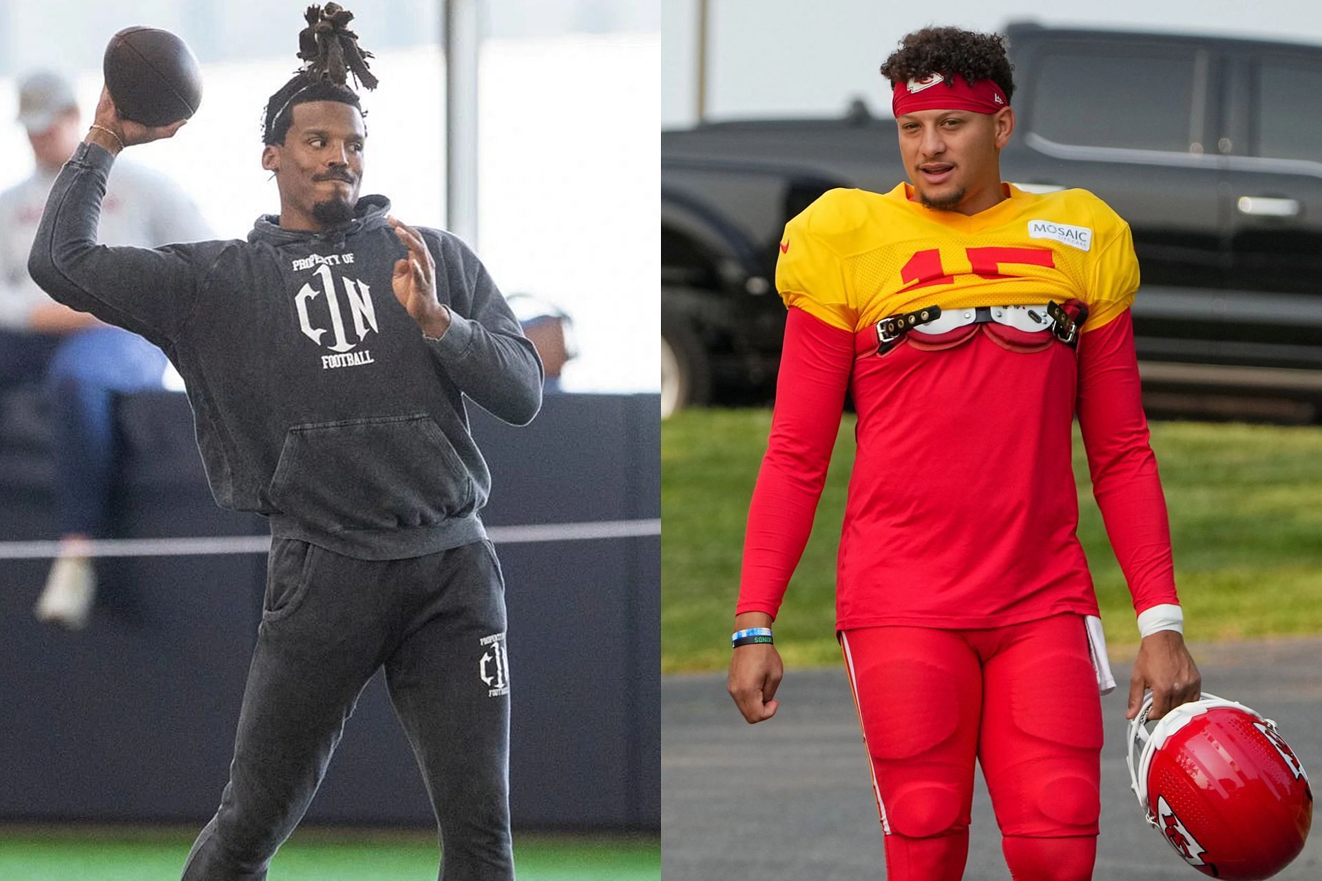 Cam Newton - L and Patrick Mahomes - R (Collage Images Credit: IMAGN)