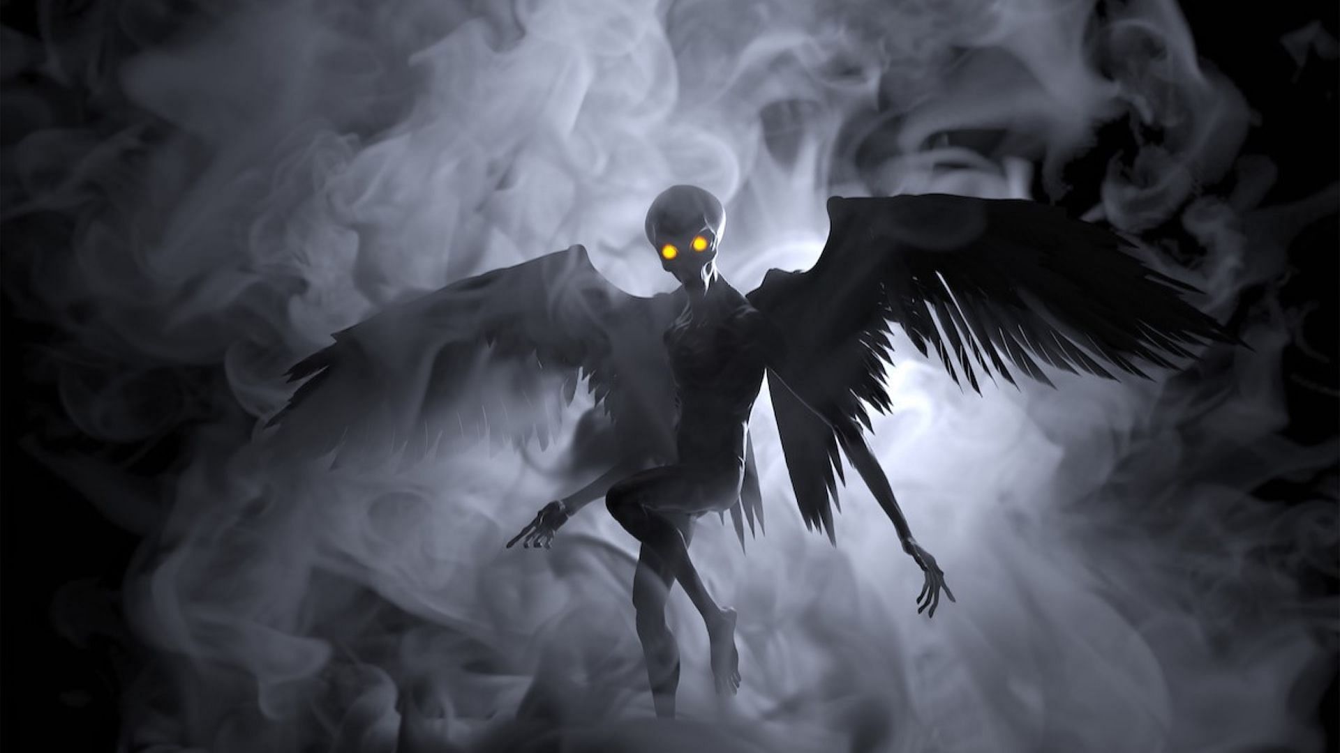 An illustration of the mythical Mothman (image via Unsolved Mysteries)