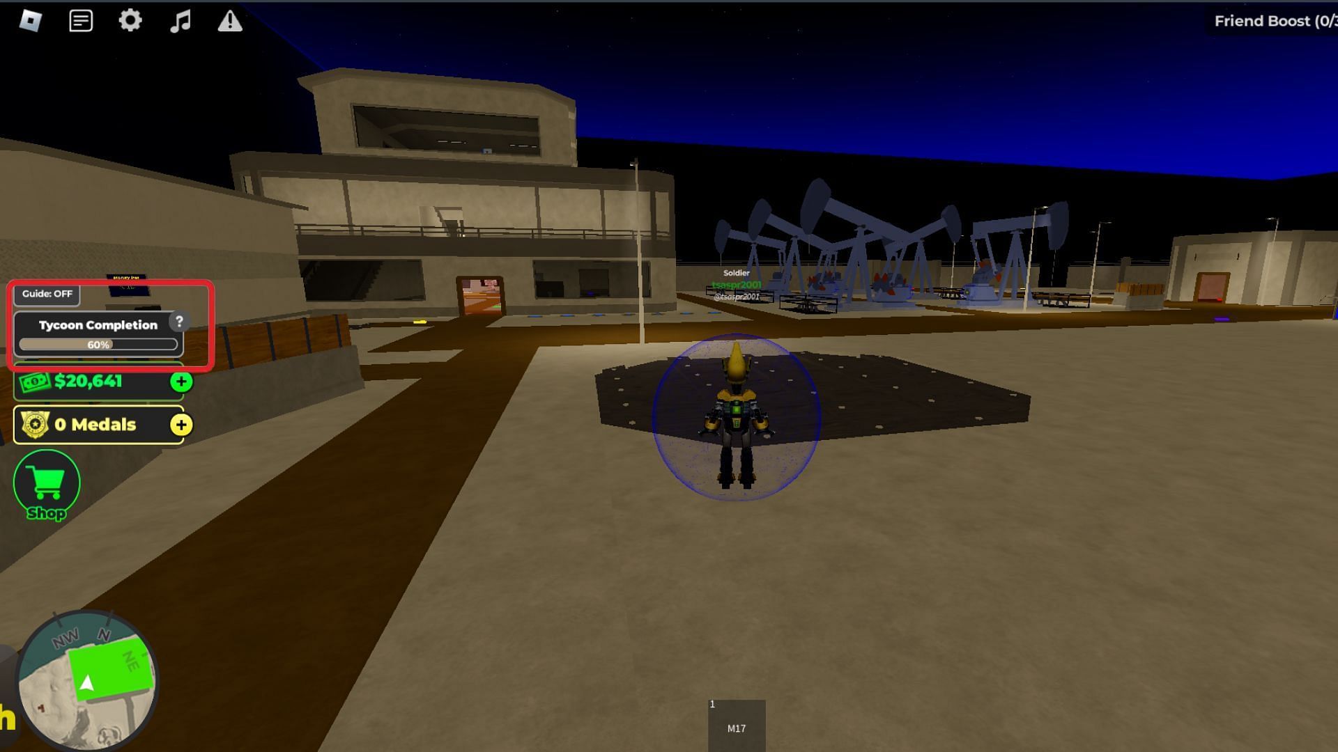 The Tycoon Completion bar shows your base&#039;s progress (Image via Roblox)