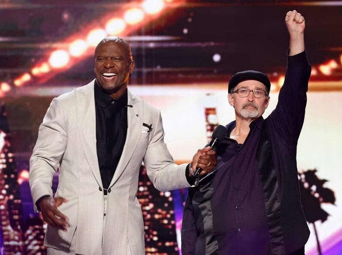 Richard Goodall with Terry Crews from AGT (Image via NBC)