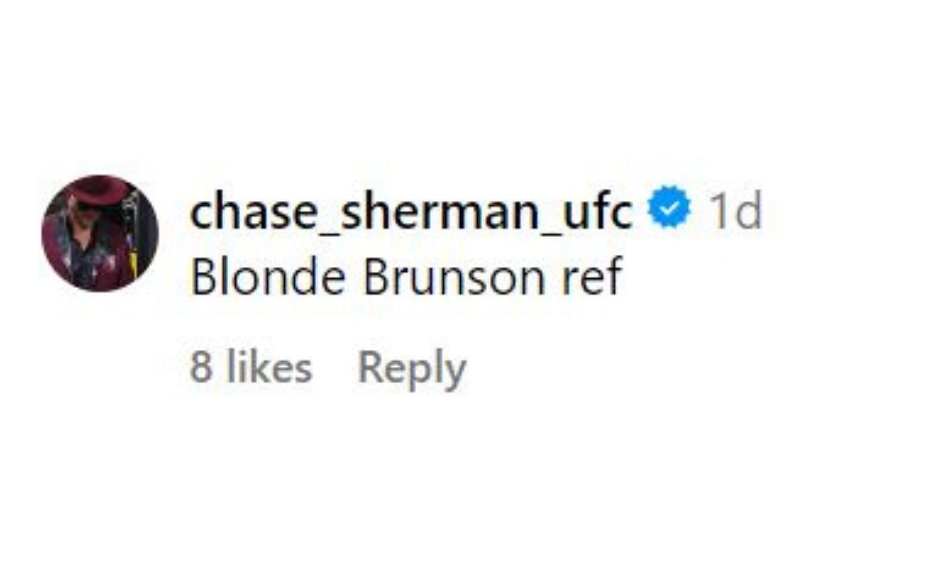 Chase Sherman&#039;s comment. [Image courtesy: @espnmma on Instagram]