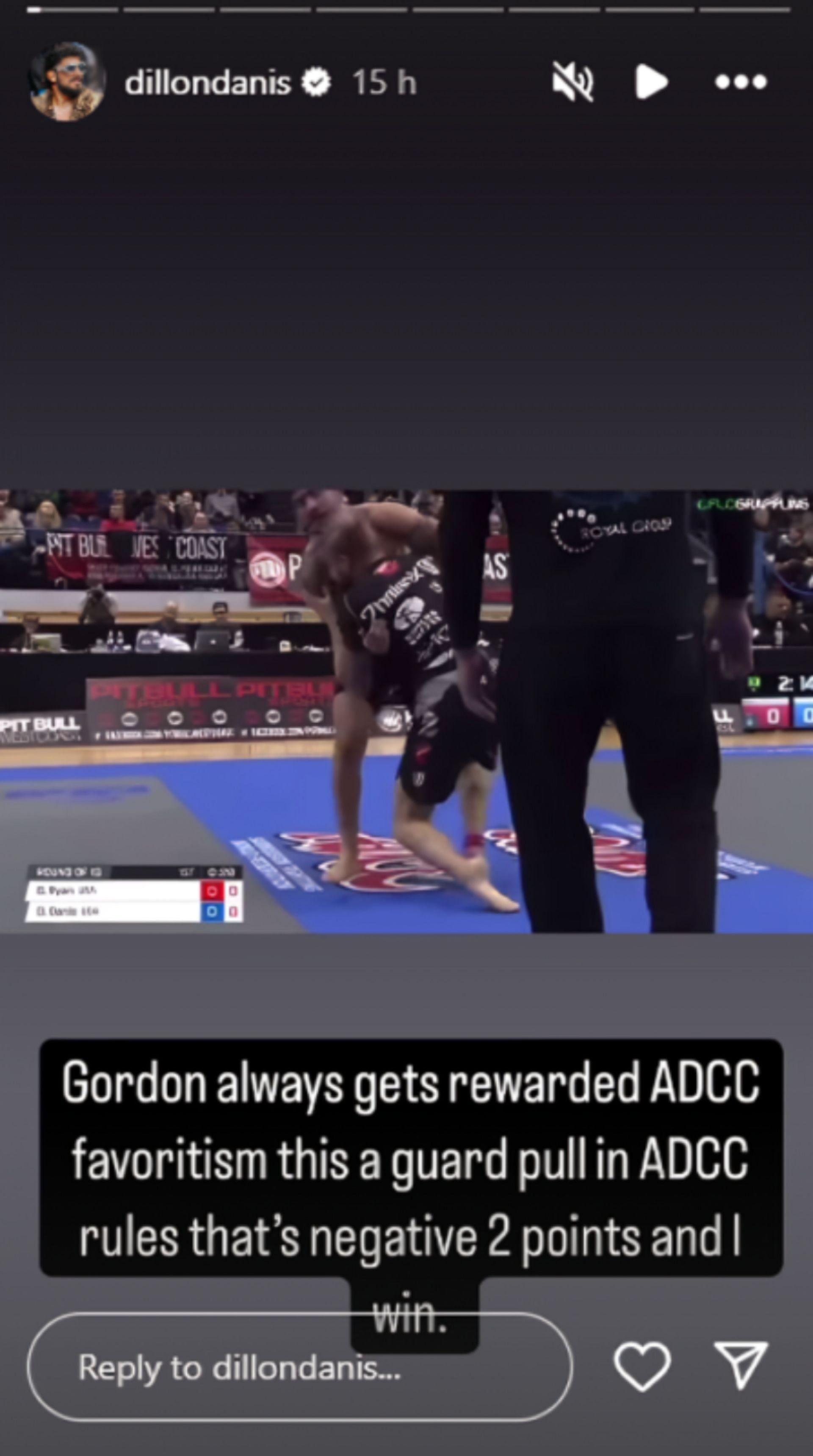 Screenshot of Dillon Danis&#039; Instagram story