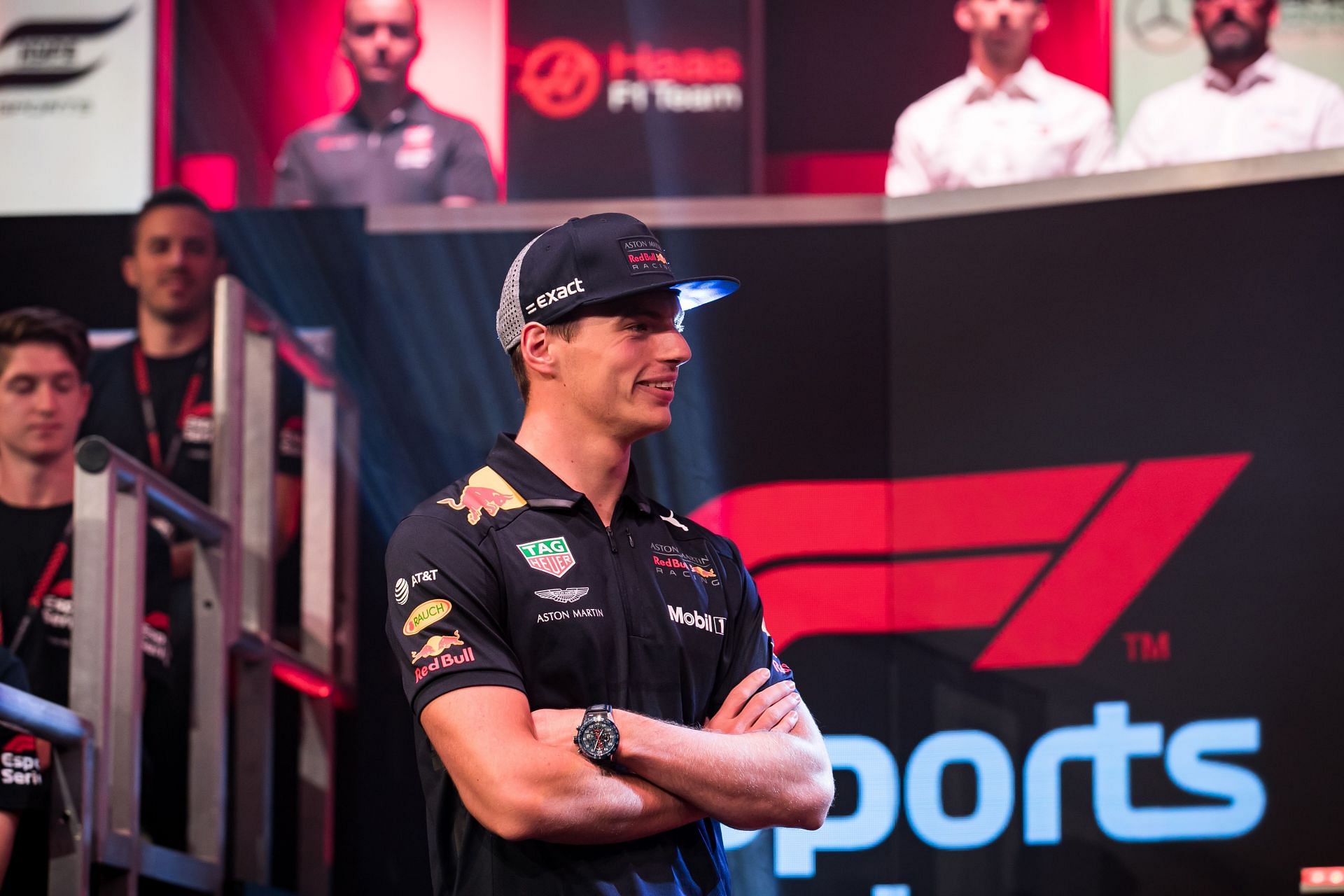 Max Verstappen looks on whilst being interviewed during the 2018 F1 Esports Pro Draft at the GFinity Arena on November 17, 2018 in Fulham, England. (Photo by Joe Brady/Getty Images)