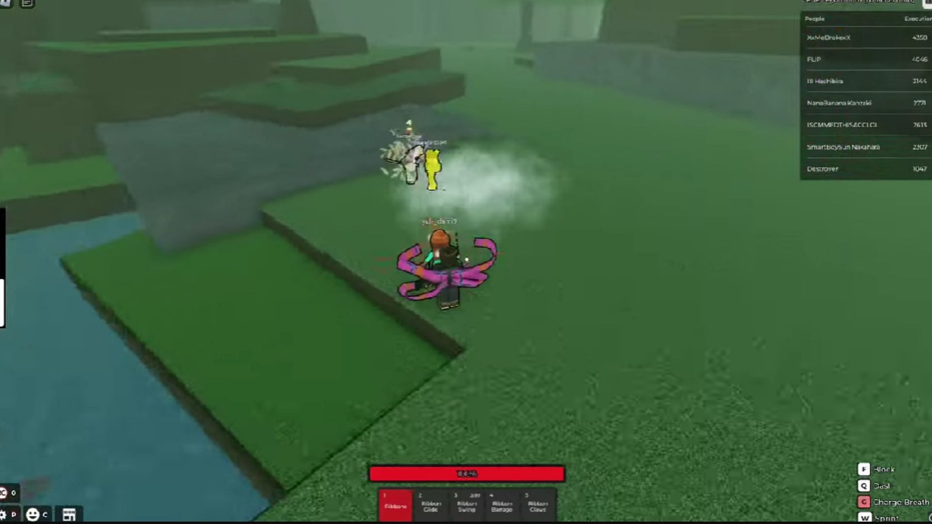 Ribbons can also block incoming attacks from enemies (Image via Roblox)