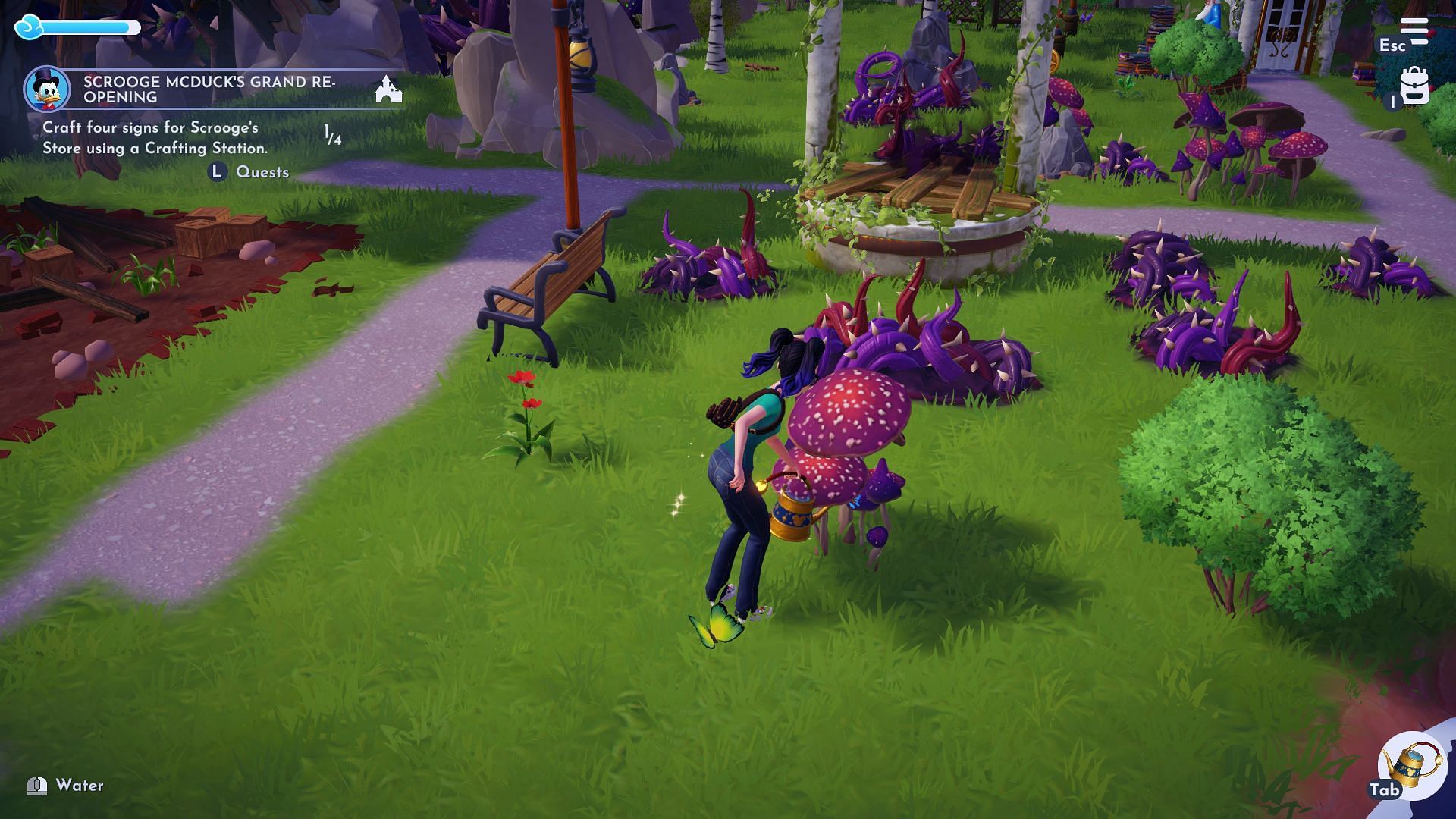 Upgraded watering can allows you to remove mushrooms (Image via Gameloft)