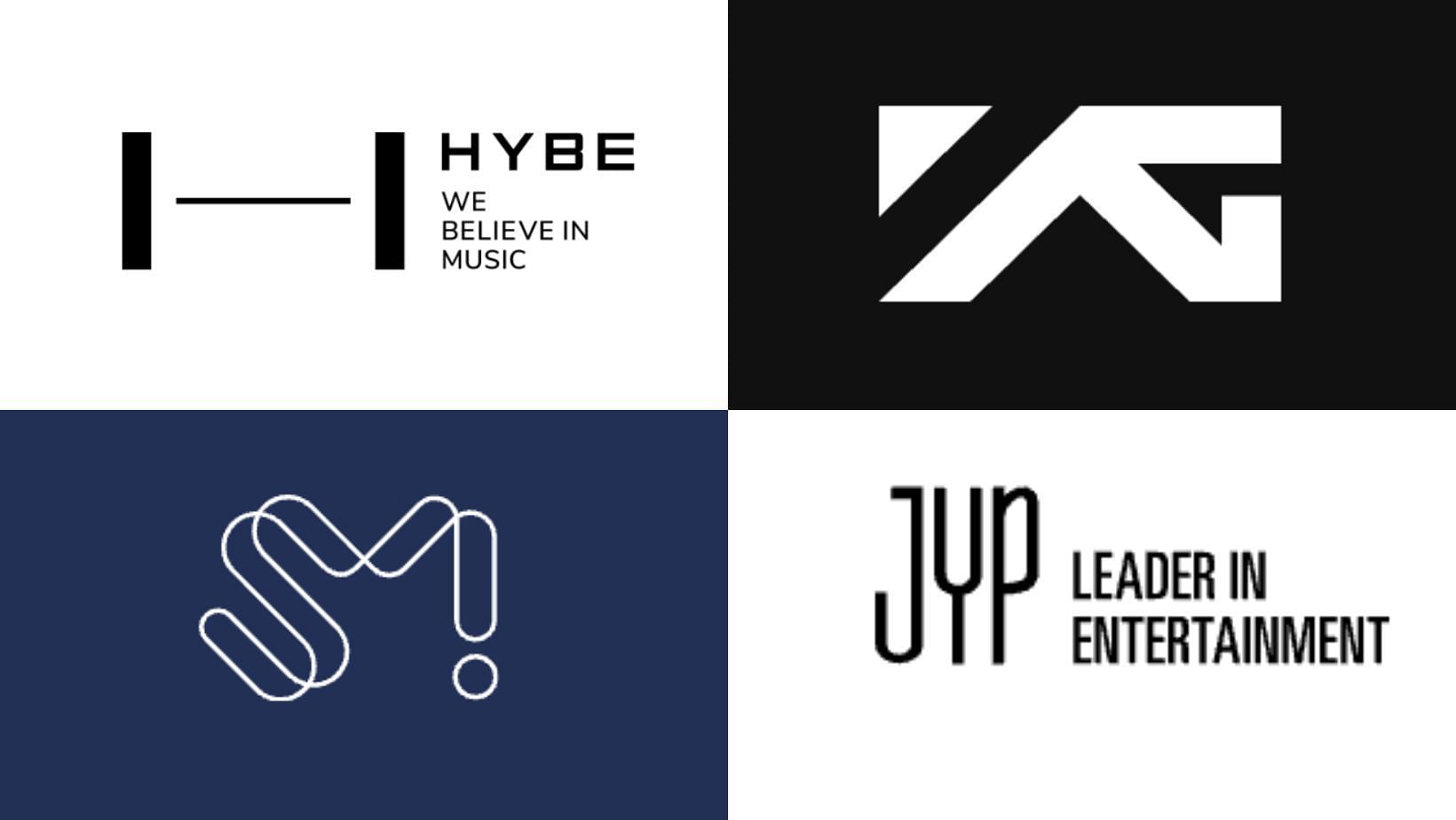 Fair Trade Commission fines HYBE, YG, SM, and JYP for violating online consumer rights. (Images via HYBE, YG, SM, JYP websites)