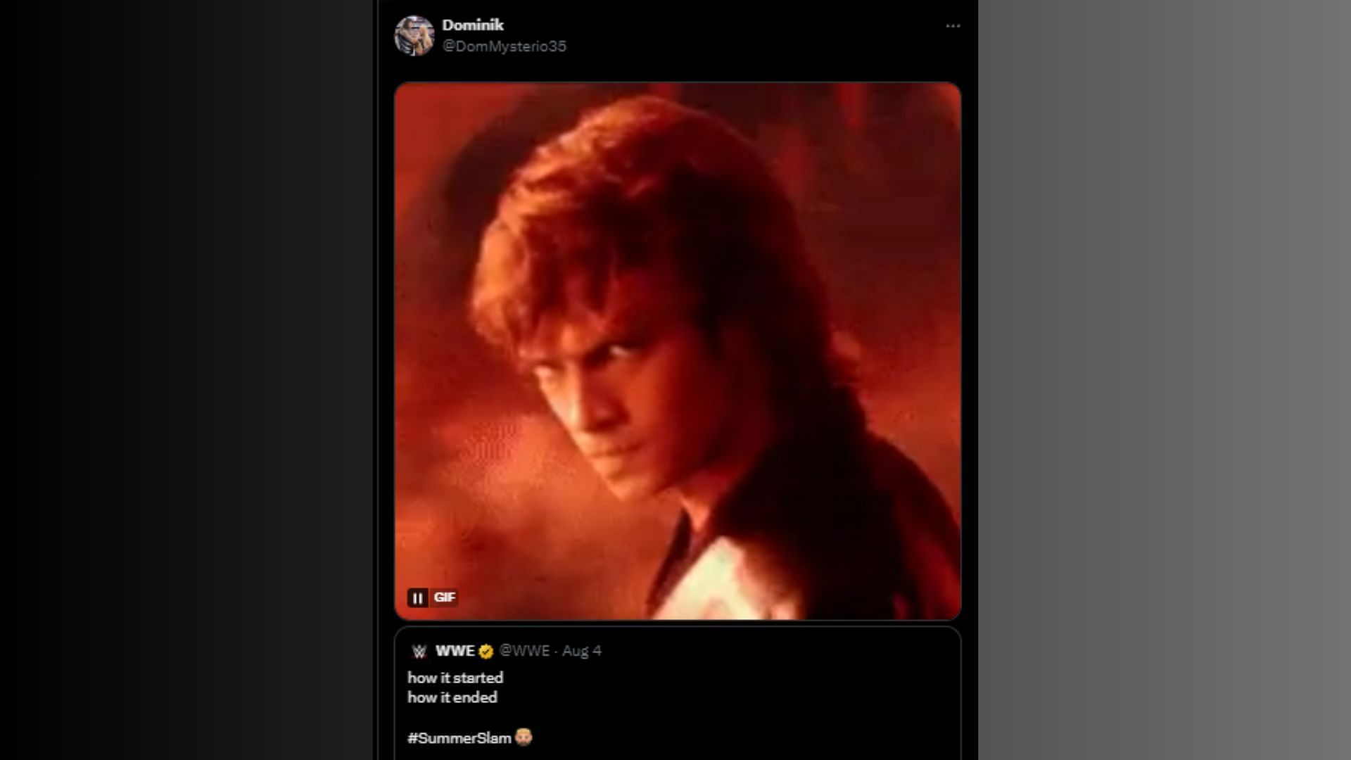 Anakin Skywalker (Credit: Dominik Mysterio&#039;s Instagram)