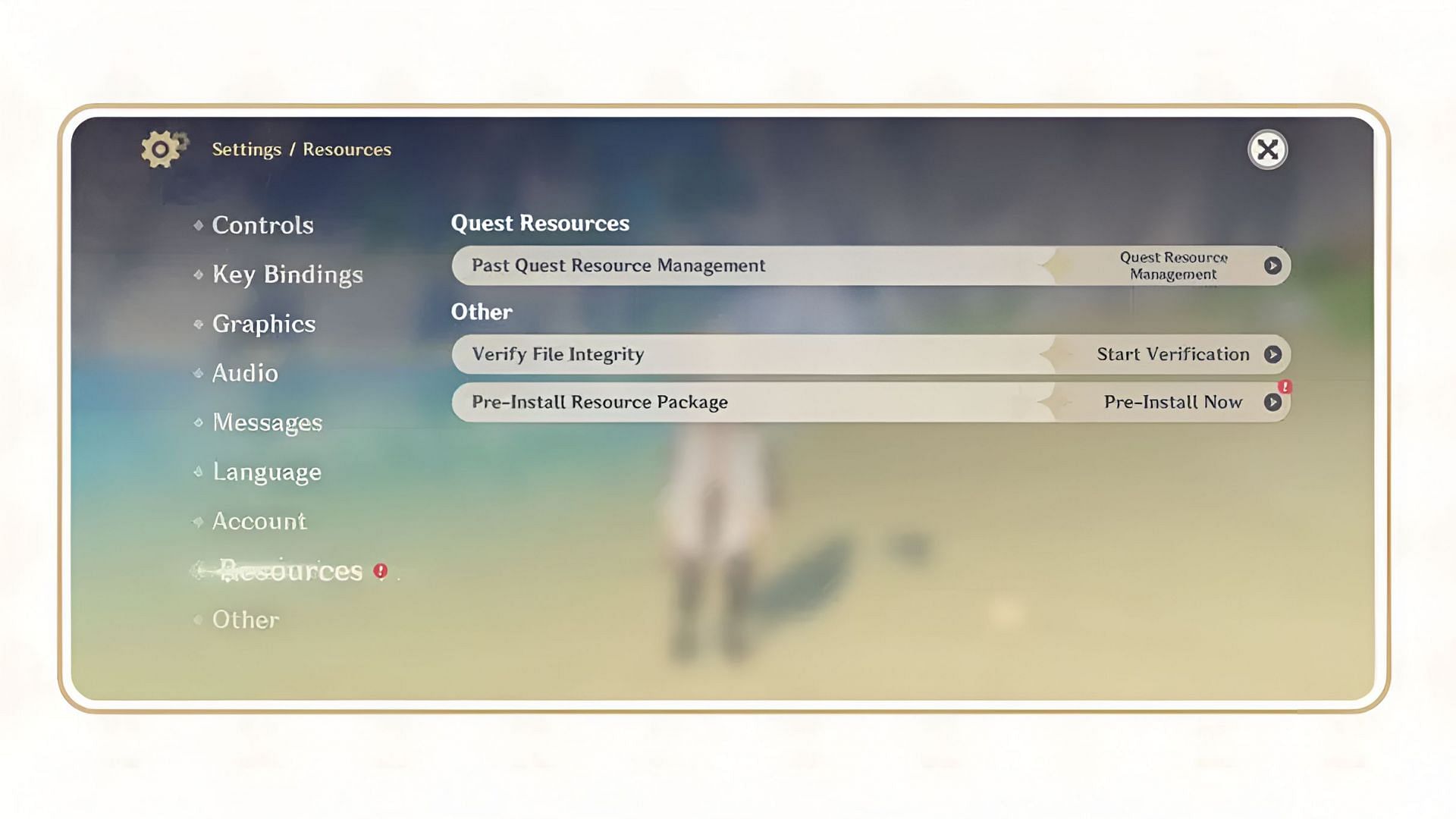 You can pre-install the resource package from the game&#039;s settings as well. (Image via HoYoverse)