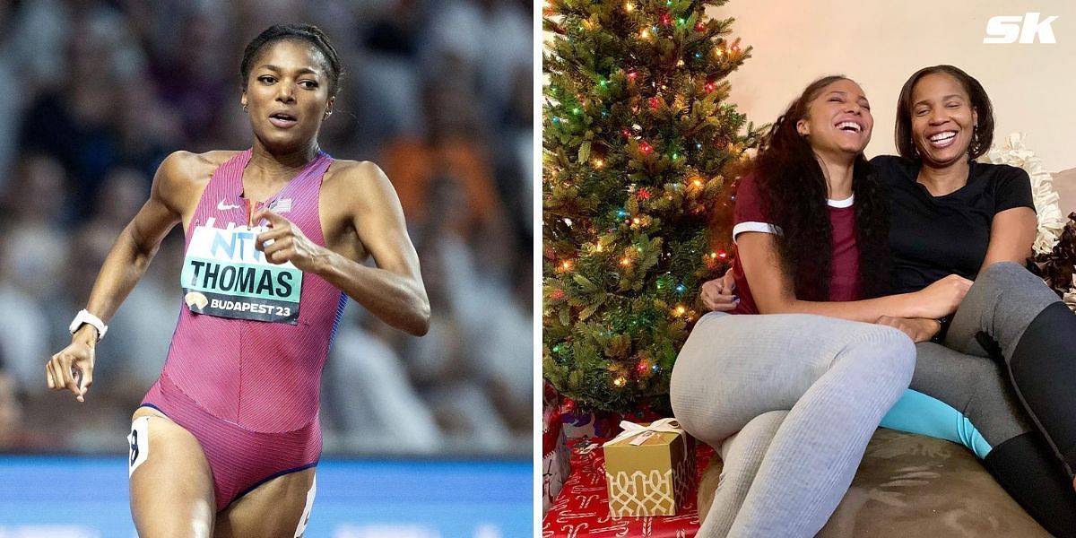 Gabby Thomas and her mother Jennifer Randall. PHOTO: Getty Images, Instagram