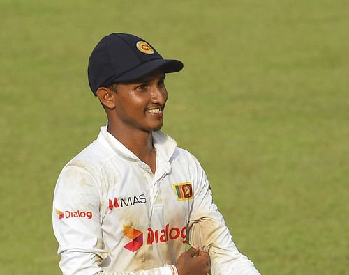 Praveen Jayawickrama. (Image Credits: SLC Twitter)
