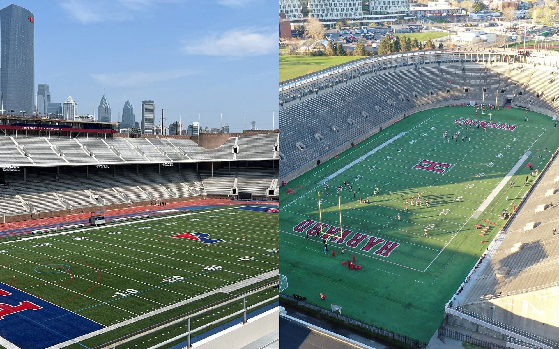 Top 10 oldest stadiums in college football [Image credits: @Penn/X, @HarvardFootball/X]