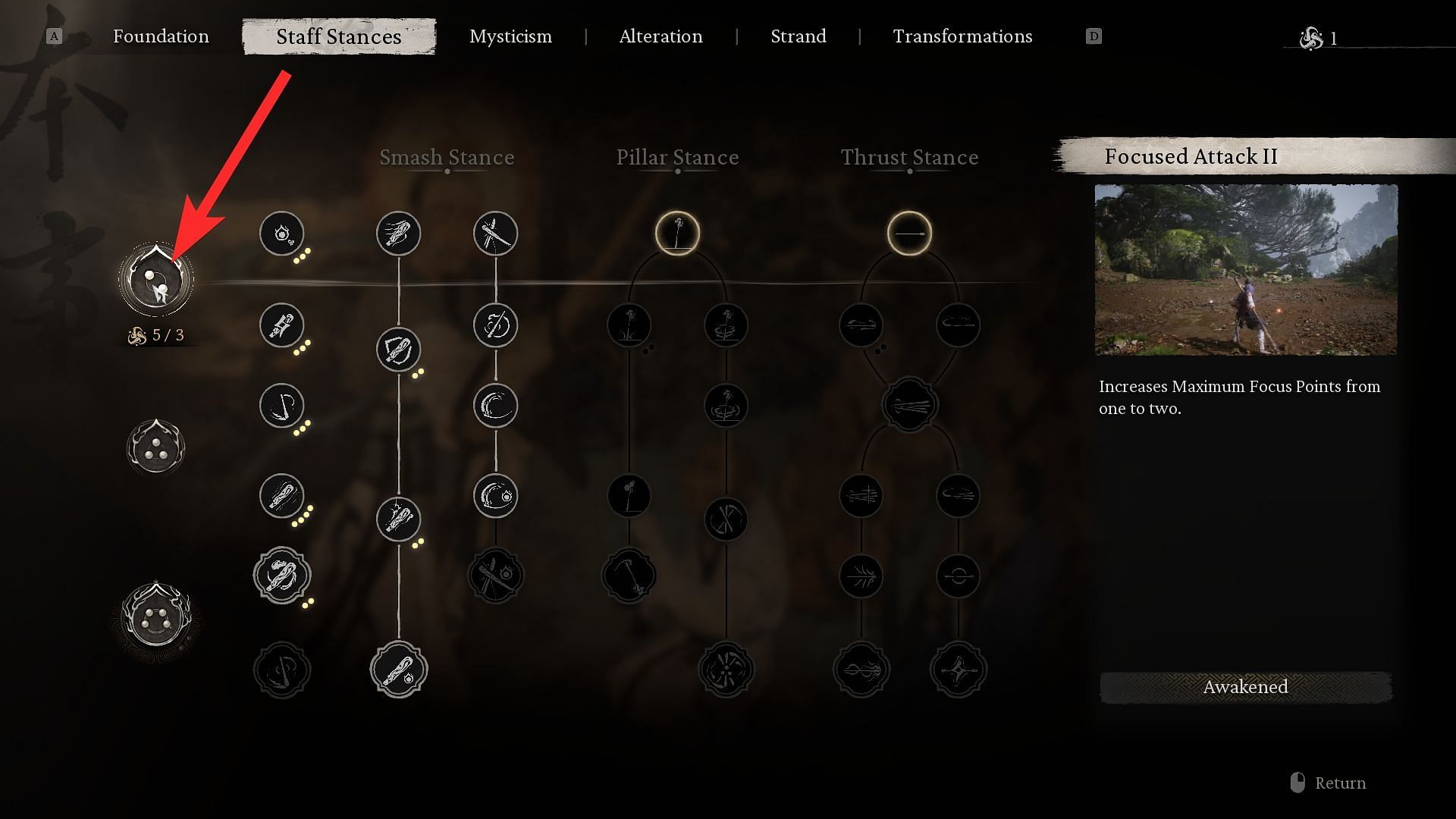 Upgrade your Stances to increase the Focused Attack count (Image via GameScience)
