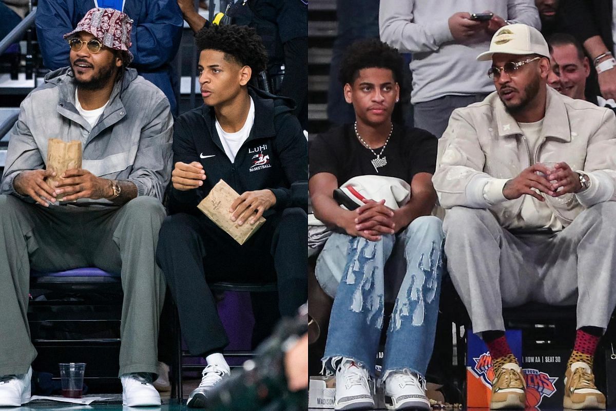 Carmelo Anthony and son Kiyan Anthony strike cheeky pose while showing support for Team USA during 2024 Paris Olympics (Image Credits - IMAGN)