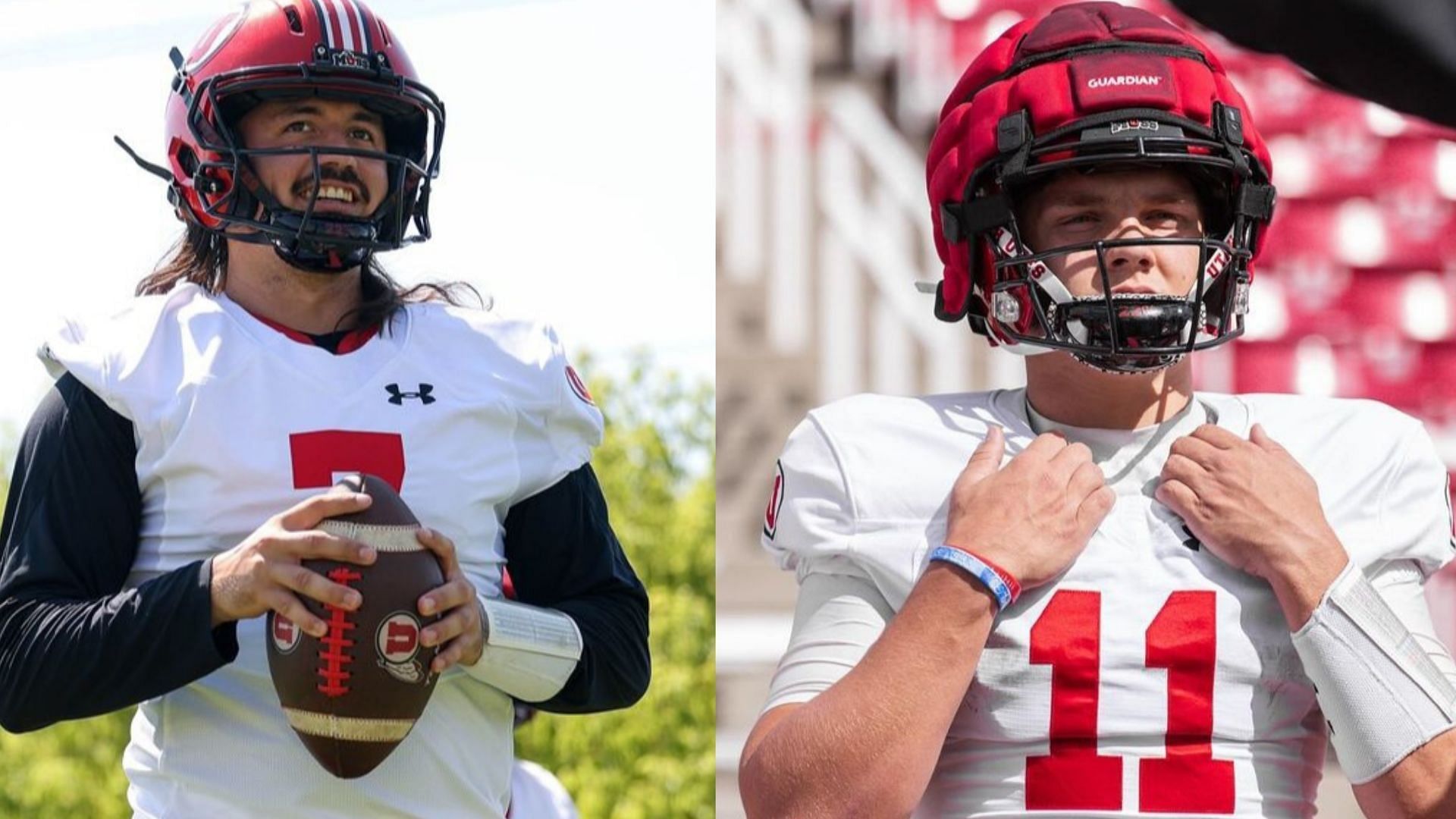 Utah quarterbacks Isaac Wilson and Cam Rising (Wilson &amp; Rising