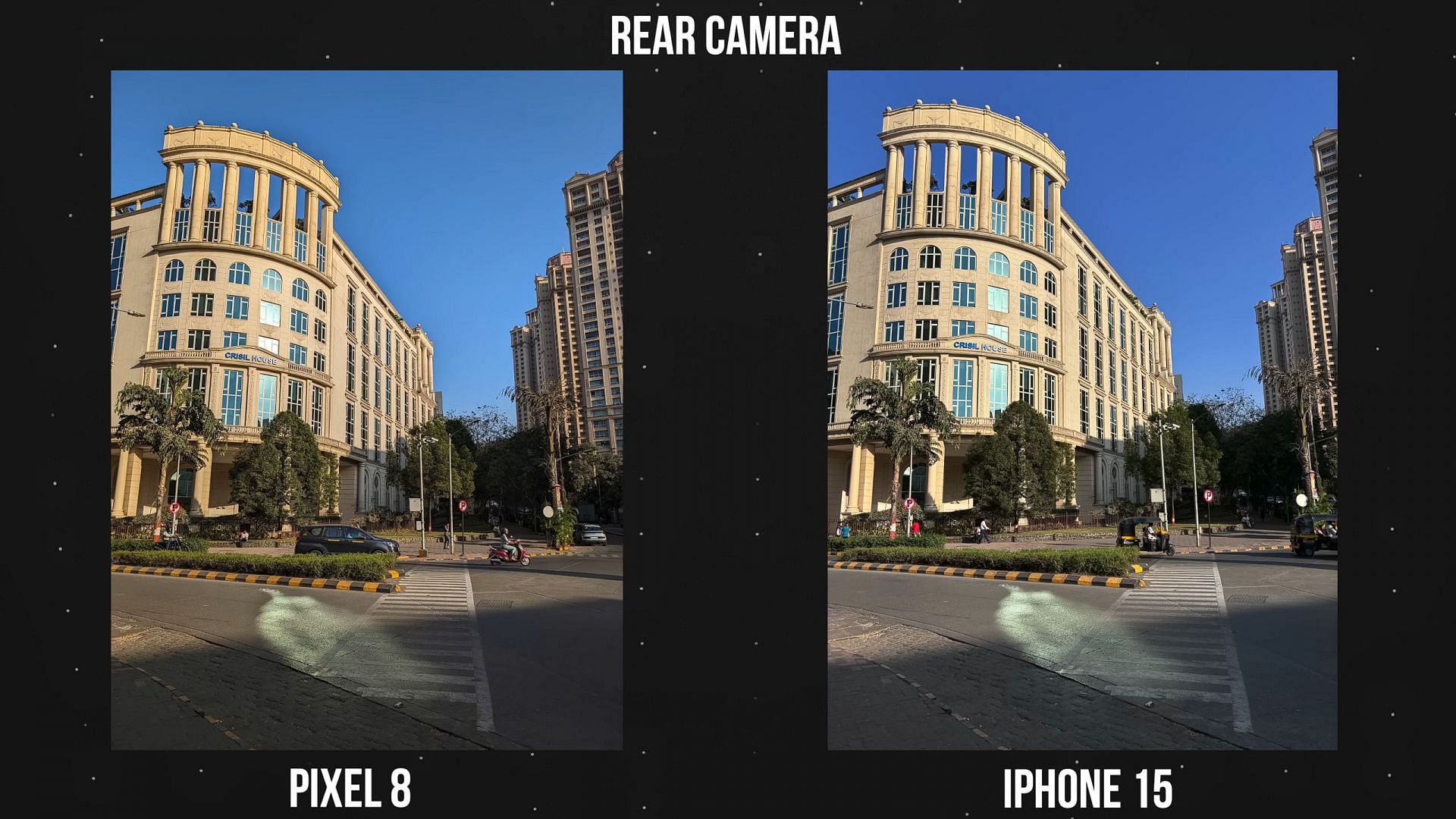 Pixel 8 vs iPhone 15: Camera quality (Image via @Gizmoddict/YouTube)