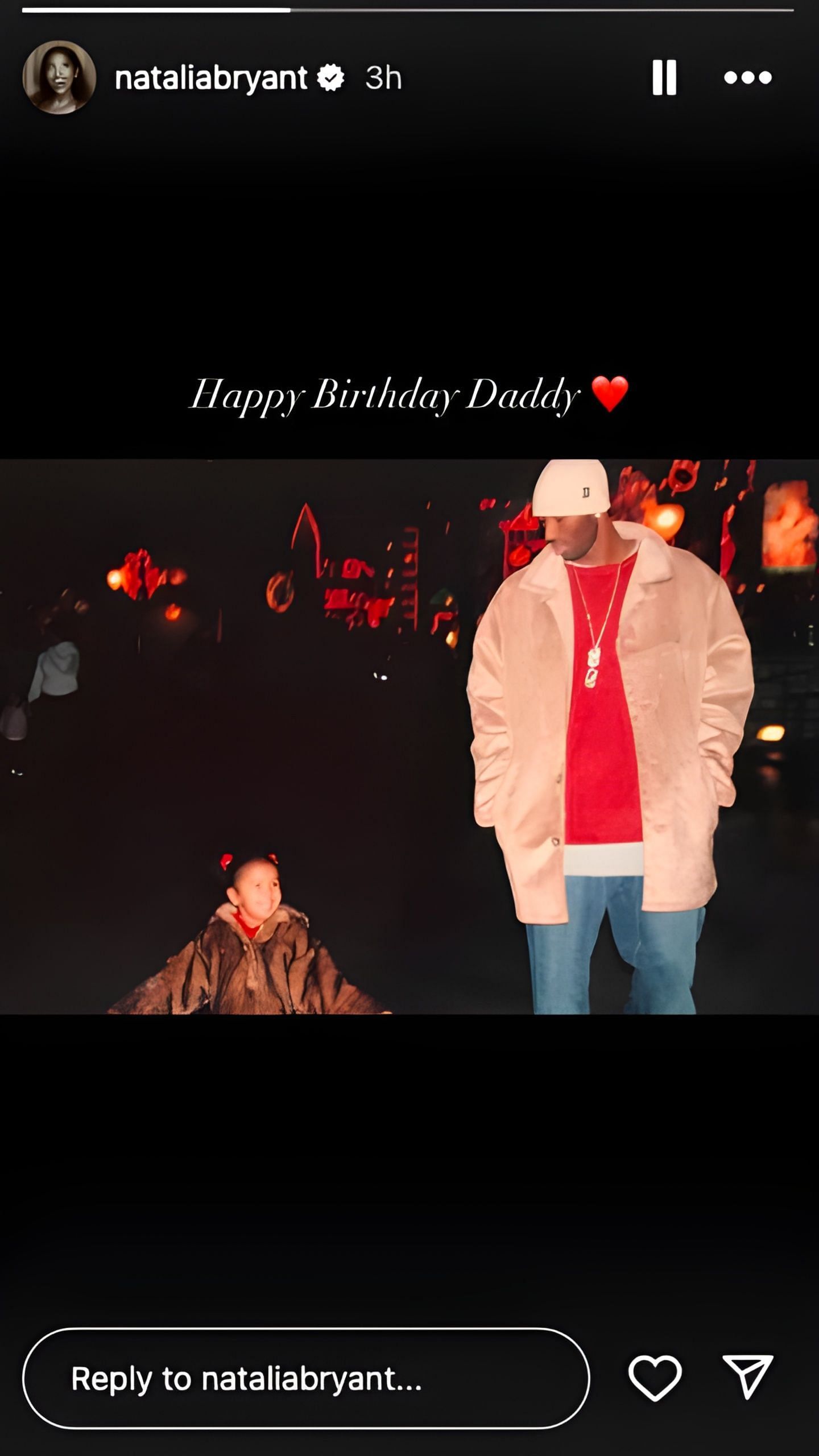 Natalia Bryant wished her father on his 46th birthday