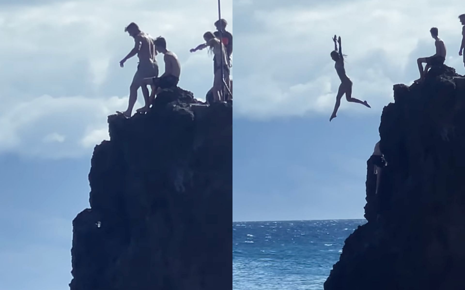 Michael Bisping filming his children jumping into the ocean. [via @mikebisping on Instagram]